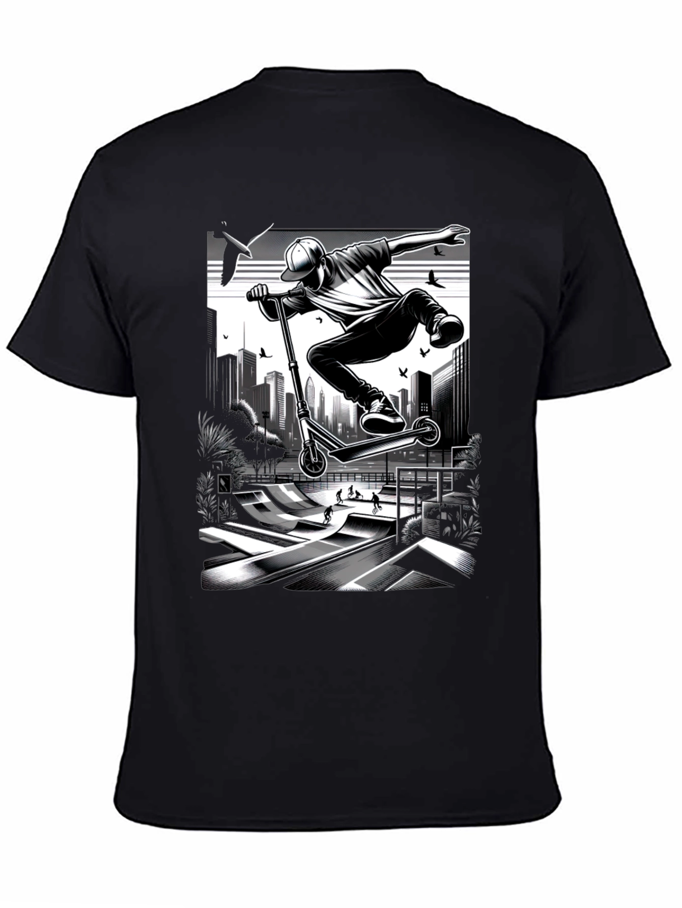 Urban Stunt Scooter Graphic Tee - Black