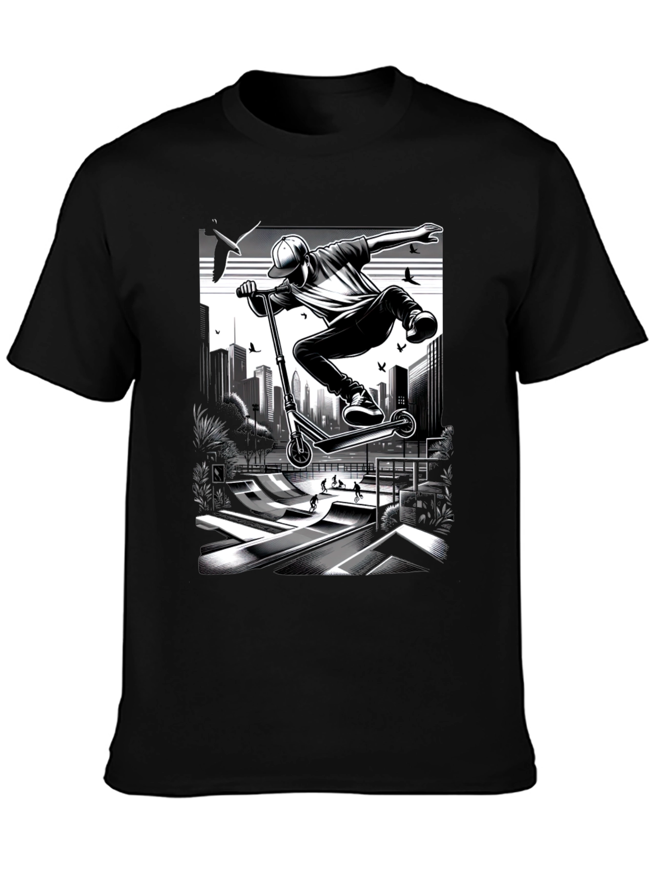 Urban Stunt Scooter Graphic Tee - Black