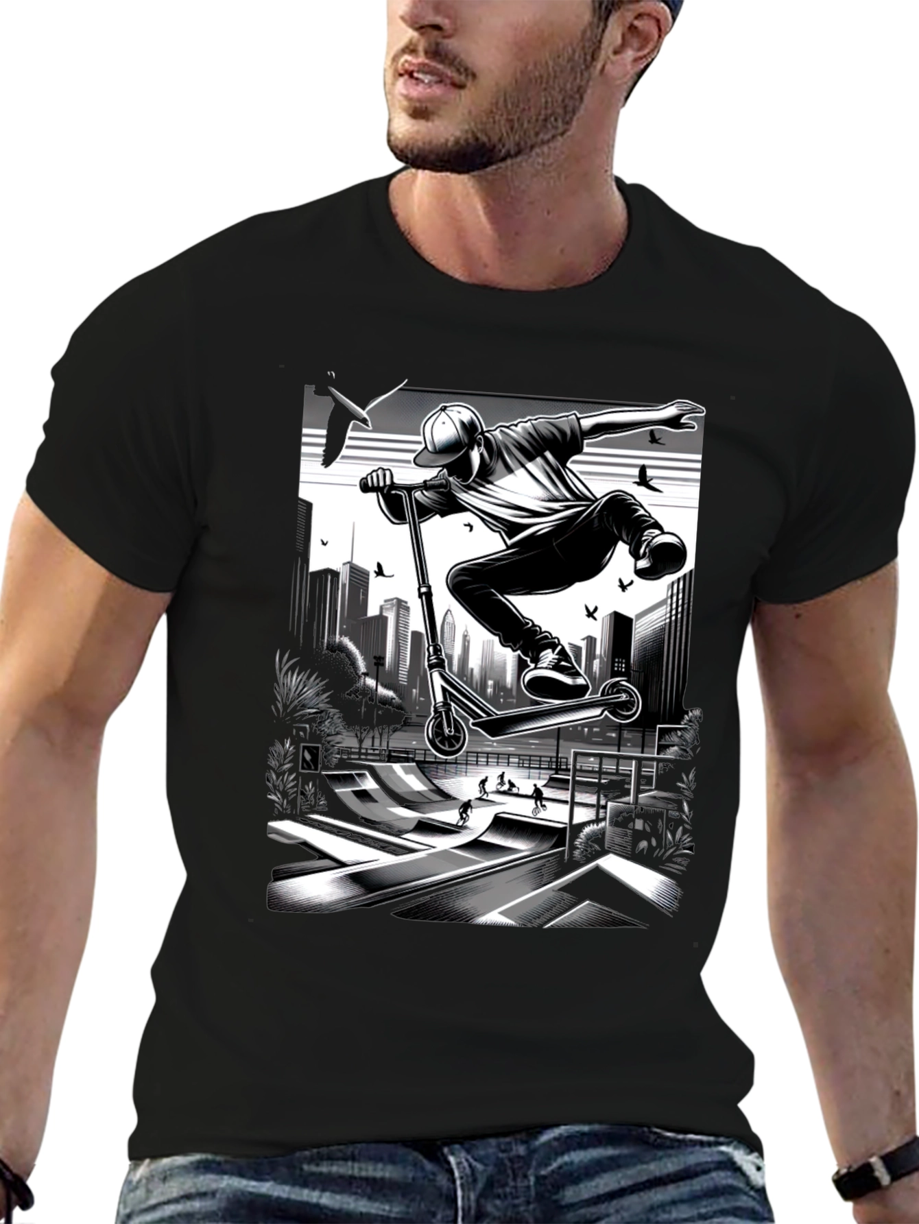 Urban Stunt Scooter Graphic Tee - Black