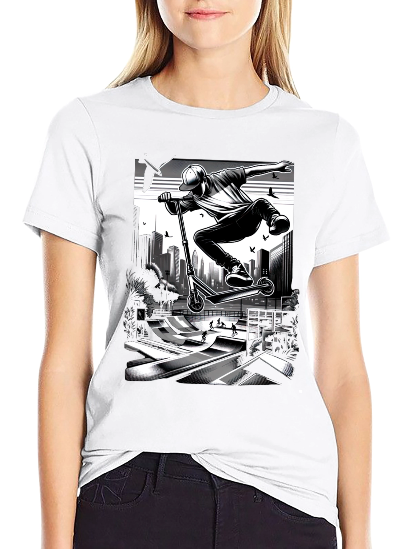 Urban Stunt Scooter Graphic Tee - Black