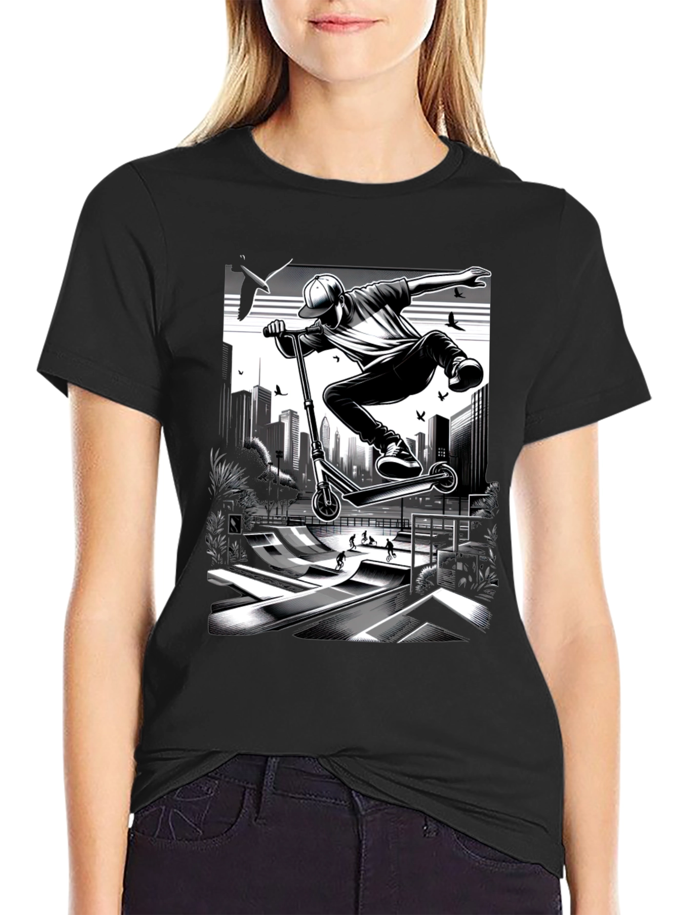 Urban Stunt Scooter Graphic Tee - Black