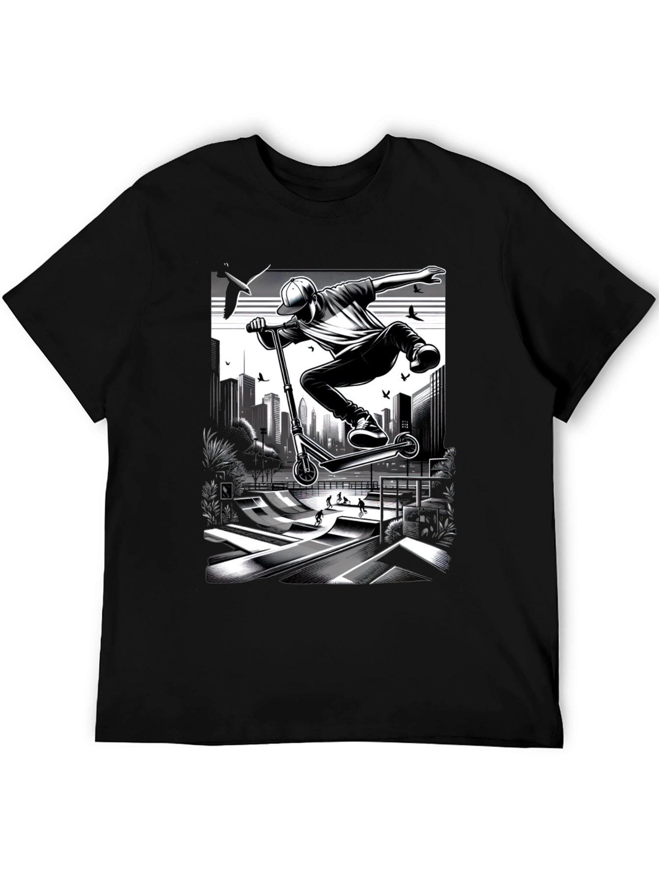 Urban Stunt Scooter Graphic Tee - Black