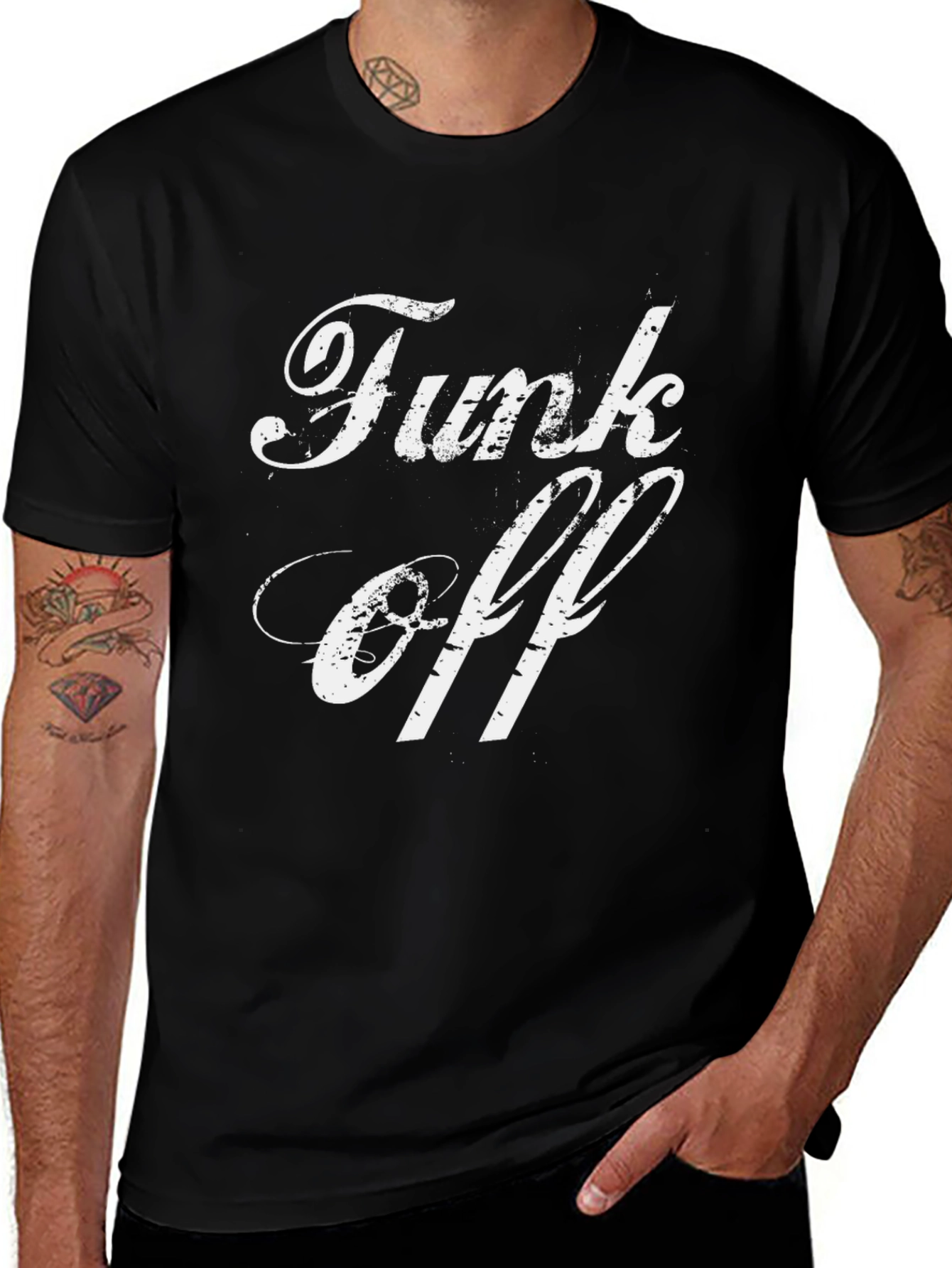 Funk Off Graphic Tee - Black Cotton T-Shirt