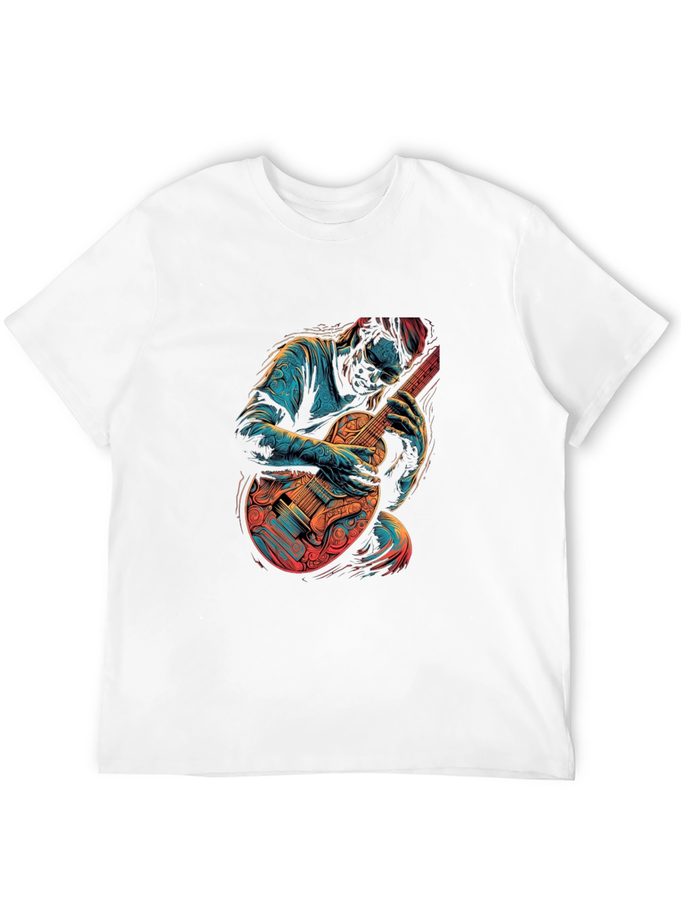 Guitar Player Graphic Print Black T-Shirt