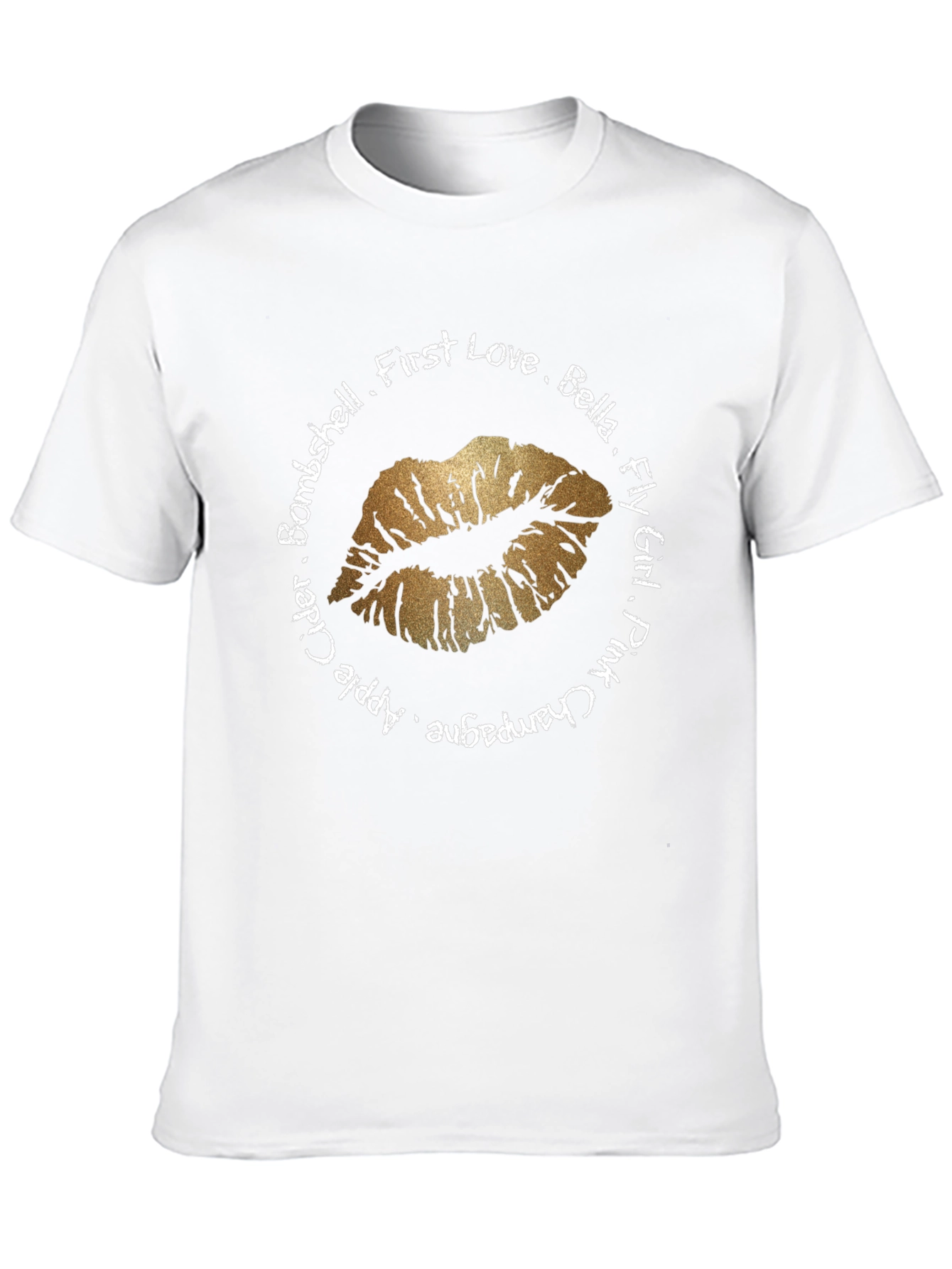 Kiss Me Gold Lips Graphic T-Shirt