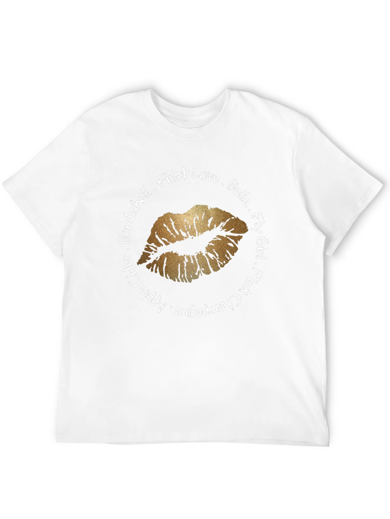 Kiss Me Gold Lips Graphic T-Shirt