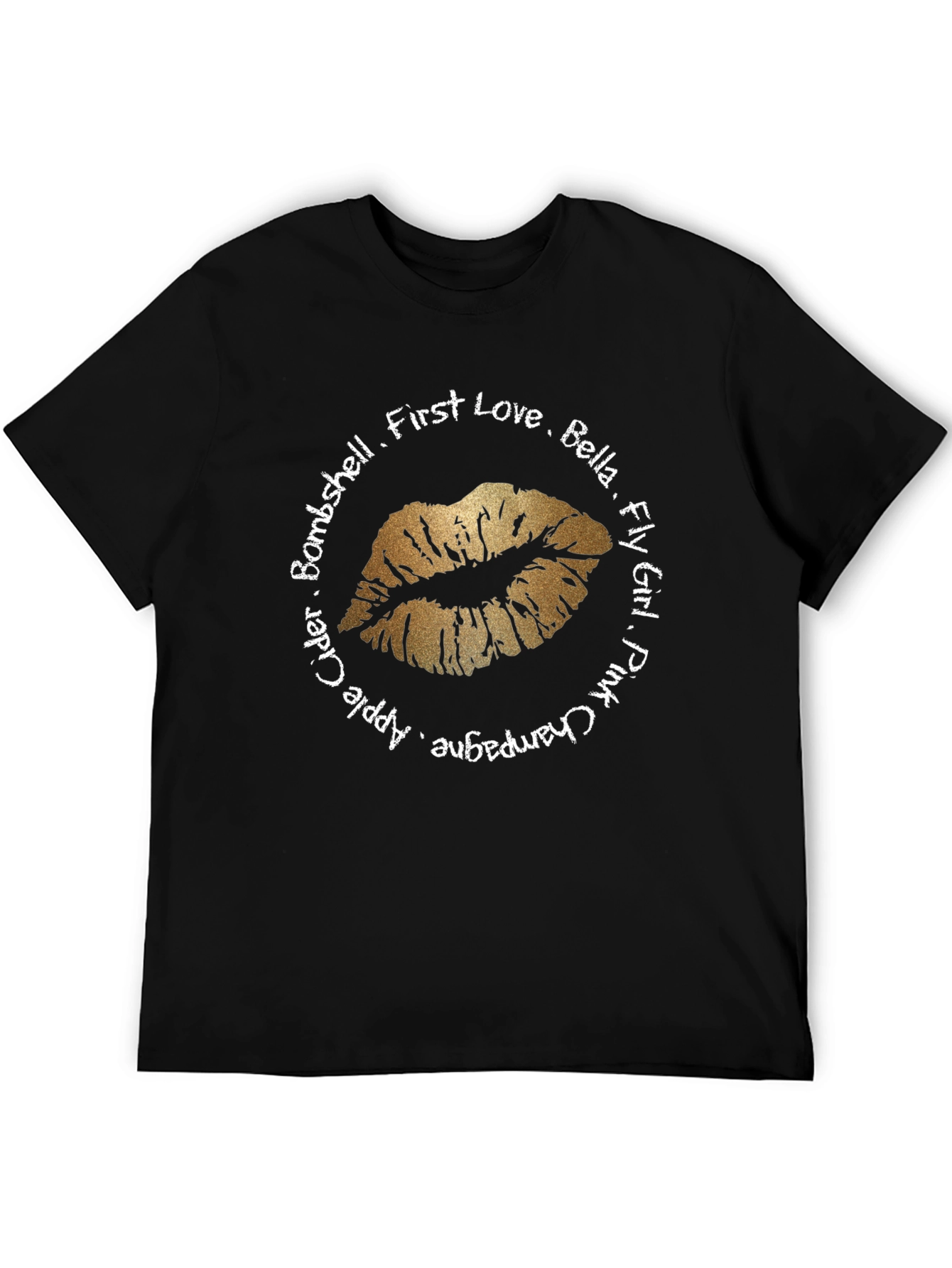 Kiss Me Gold Lips Graphic T-Shirt