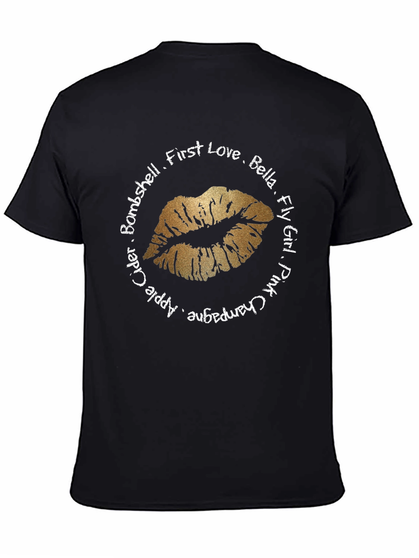 Kiss Me Gold Lips Graphic T-Shirt
