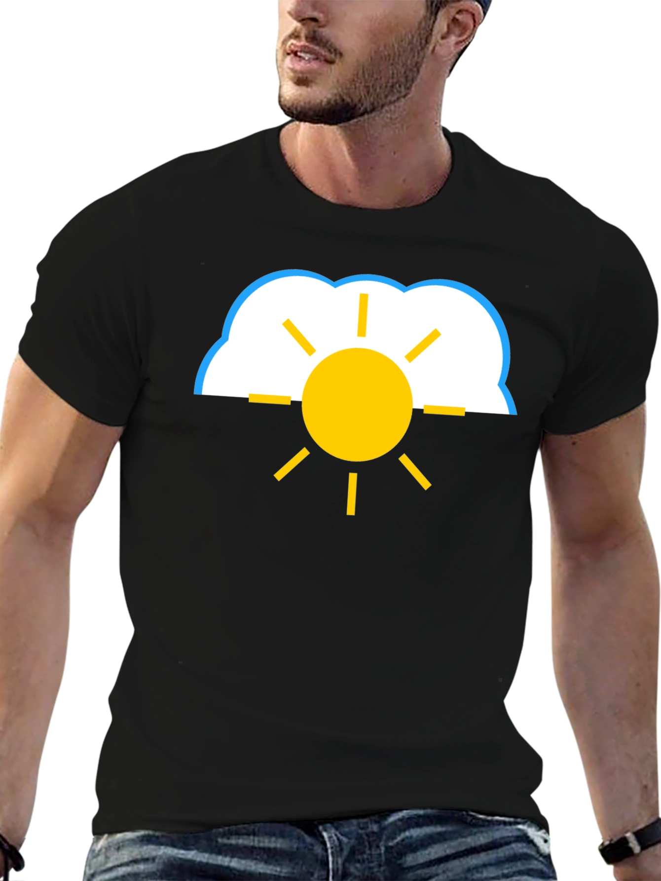 Cloud and Sun Graphic Tee - Black T-Shirt