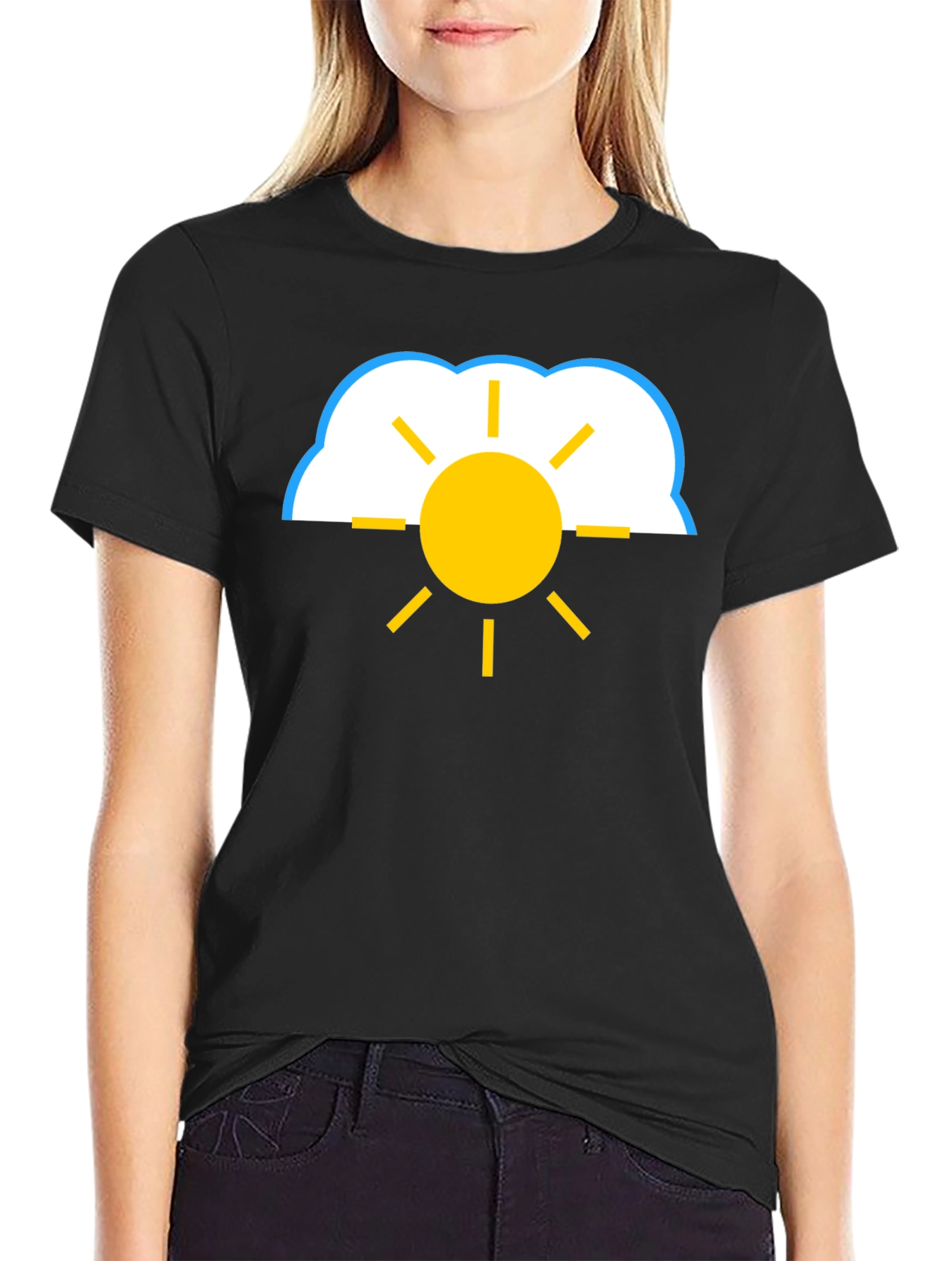 Cloud and Sun Graphic Tee - Black T-Shirt