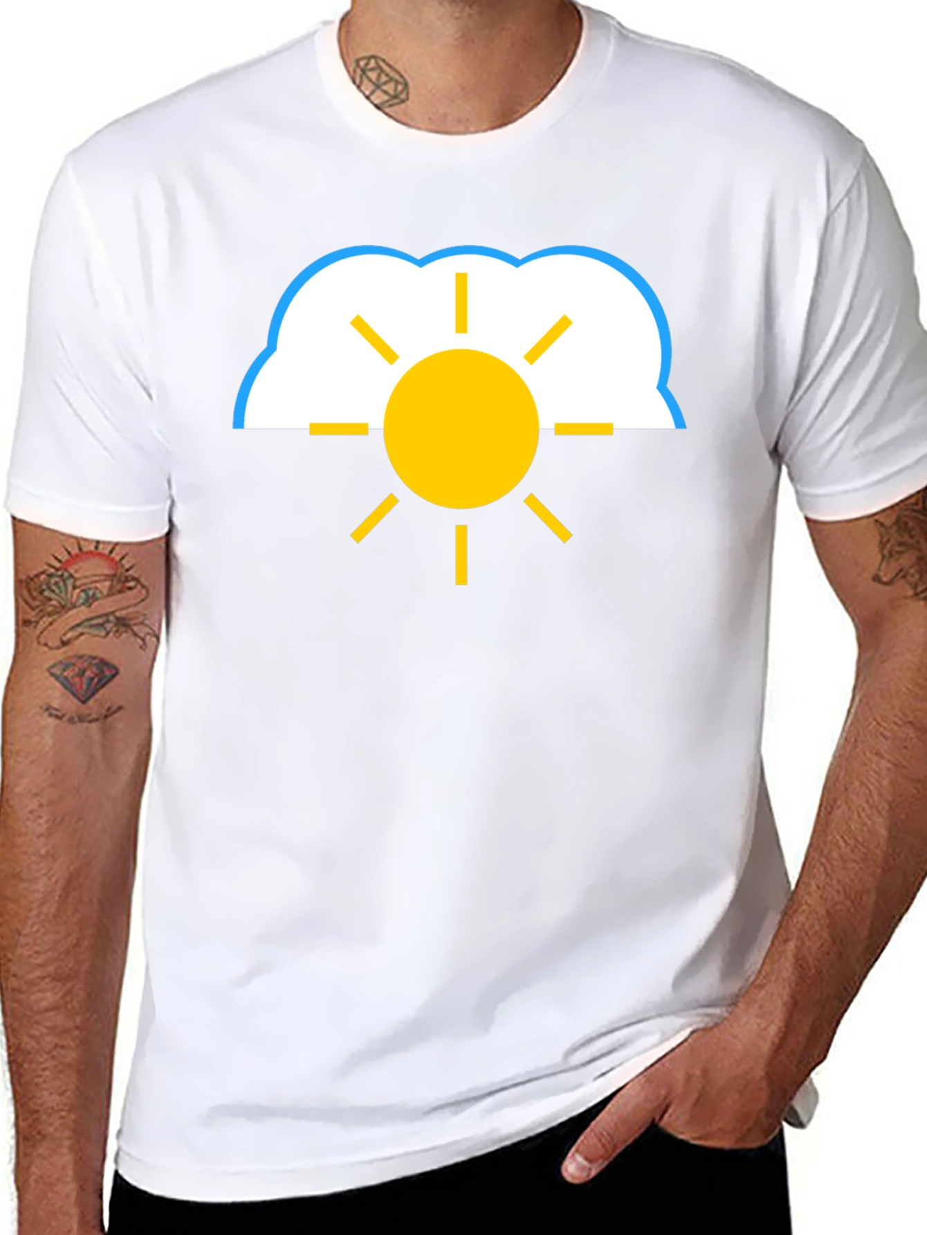 Cloud and Sun Graphic Tee - Black T-Shirt