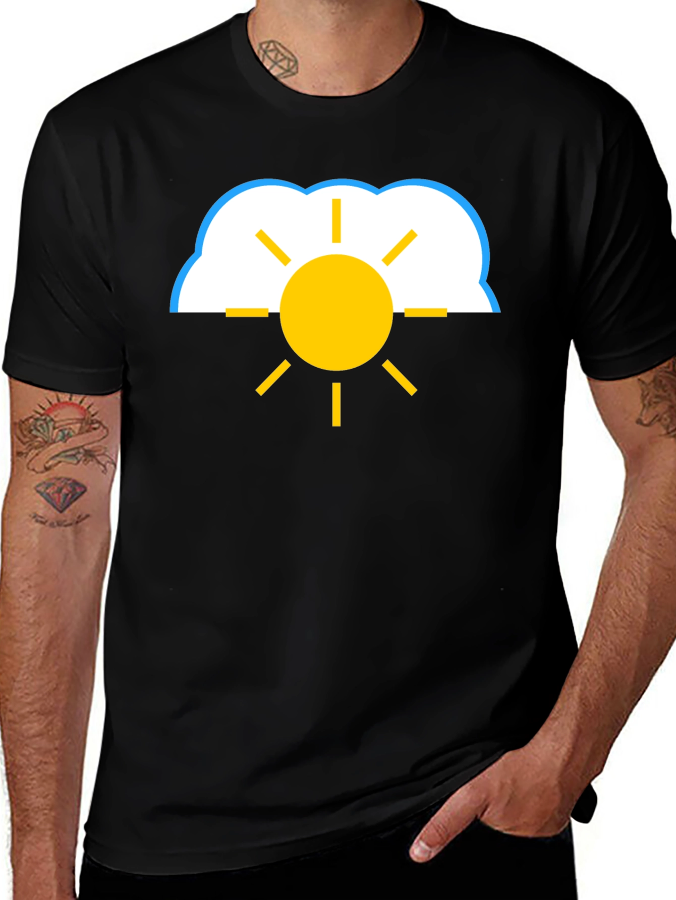 Cloud and Sun Graphic Tee - Black T-Shirt