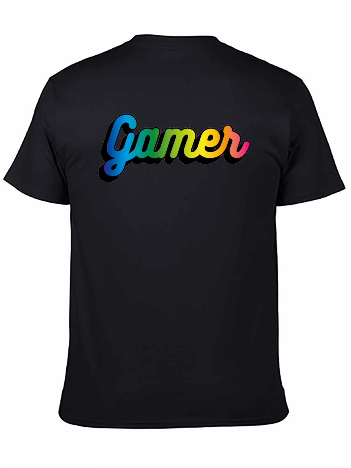 Gamer Rainbow Text Black T-Shirt
