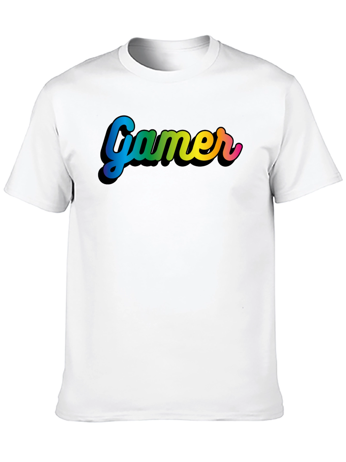 Gamer Rainbow Text Black T-Shirt