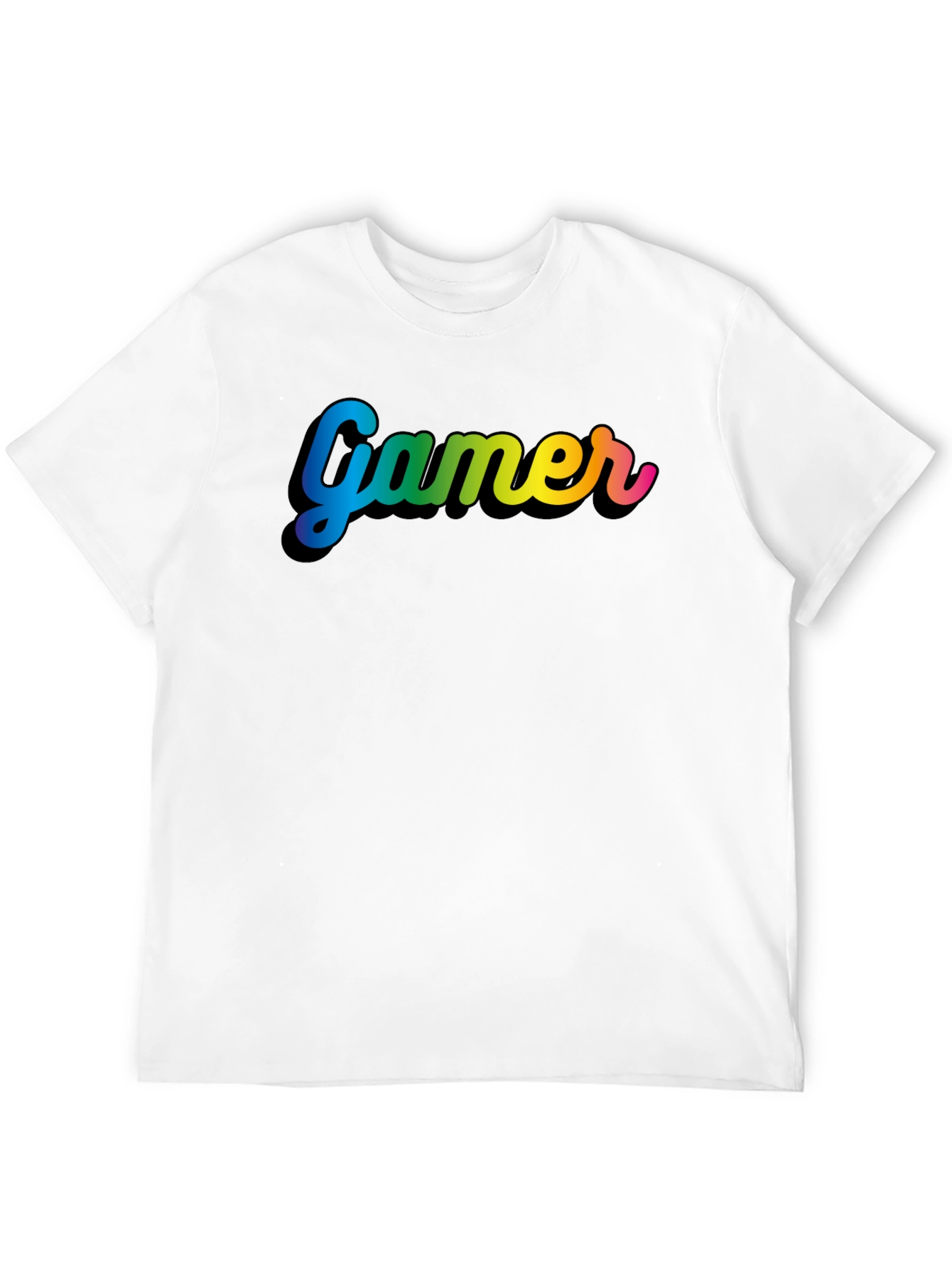 Gamer Rainbow Text Black T-Shirt