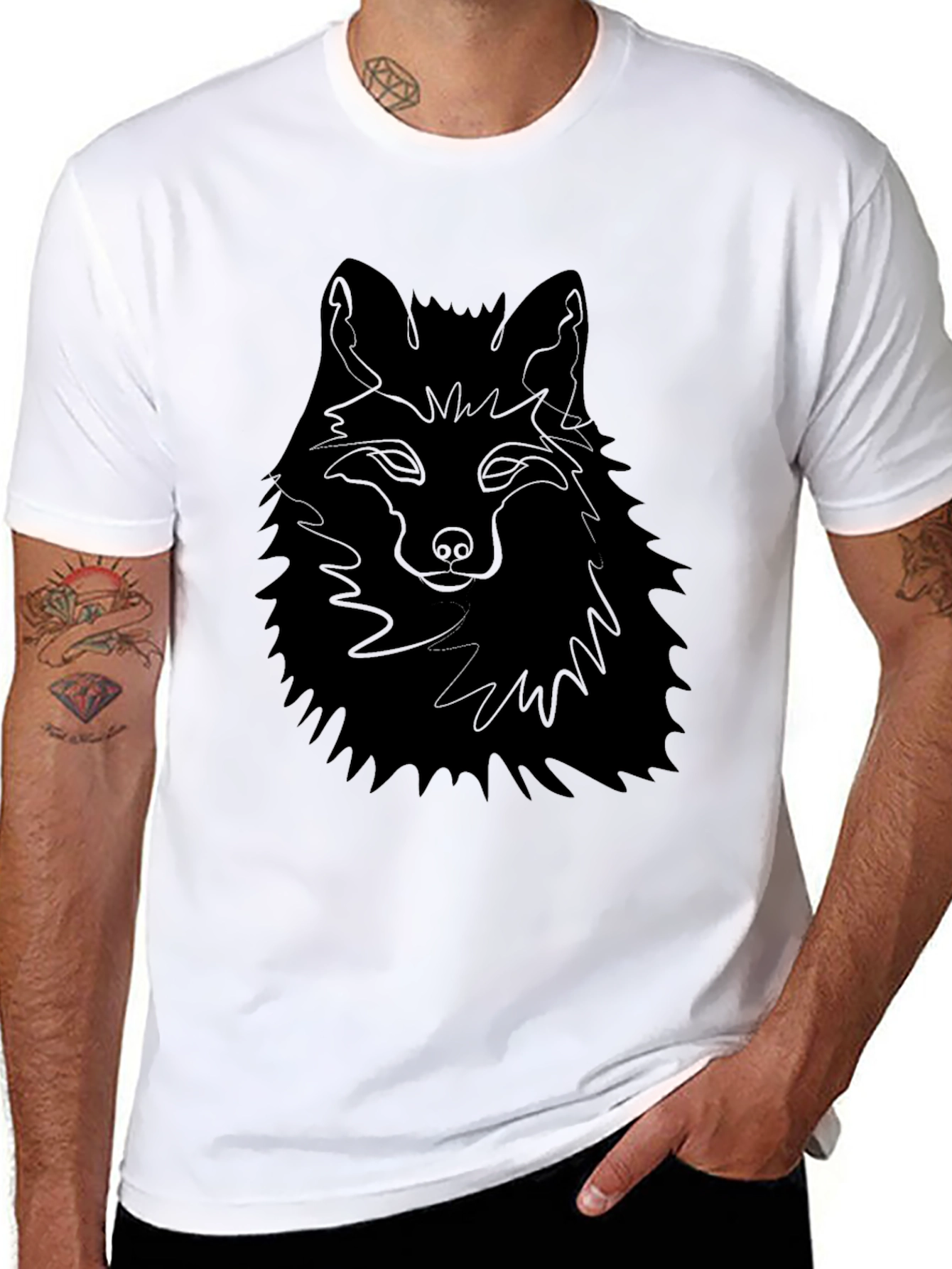 Mens Black Fox Graphic Tee - Stylish Comfort