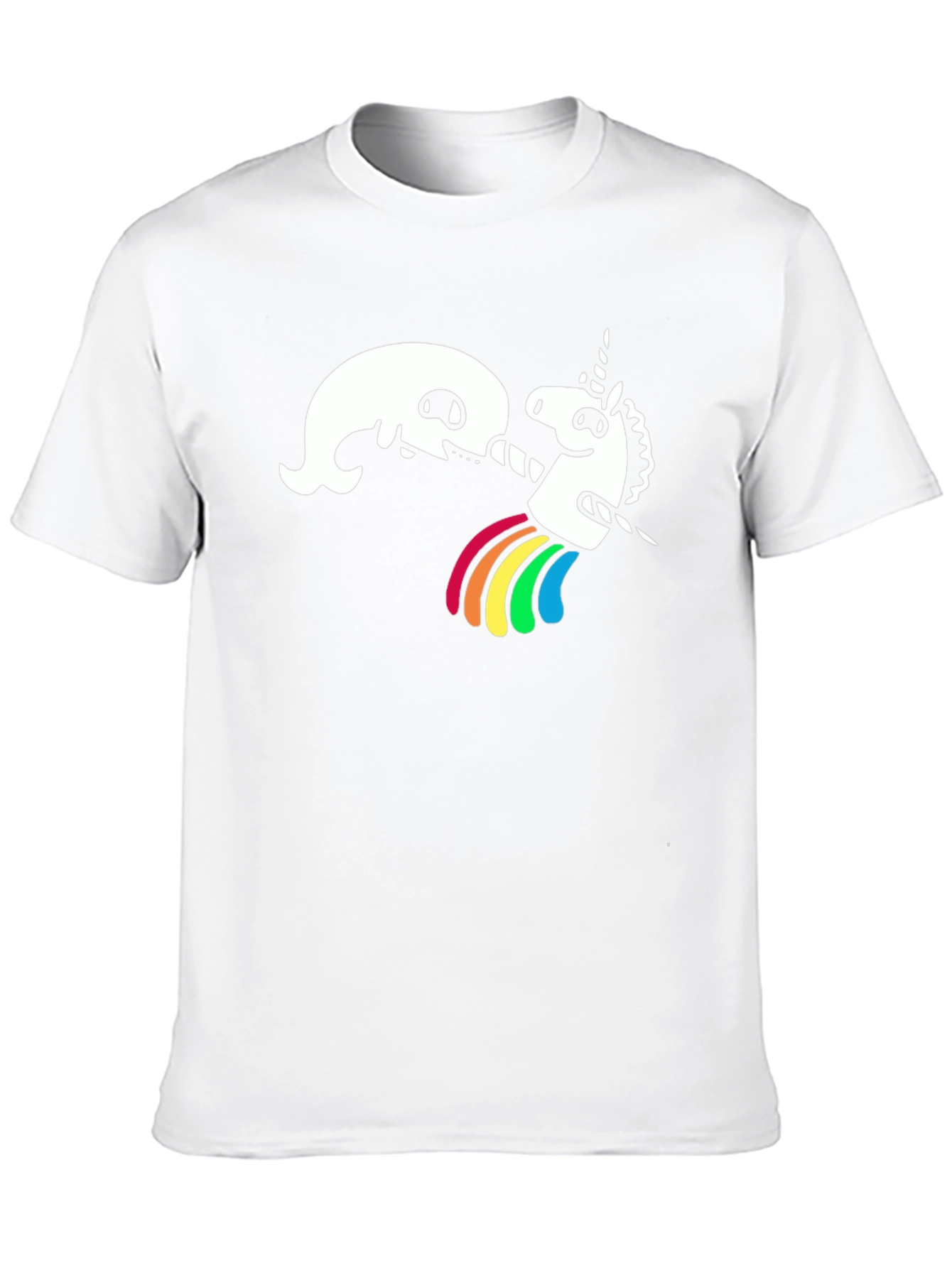 Funny Unicorn Rainbow Puke Black T-Shirt