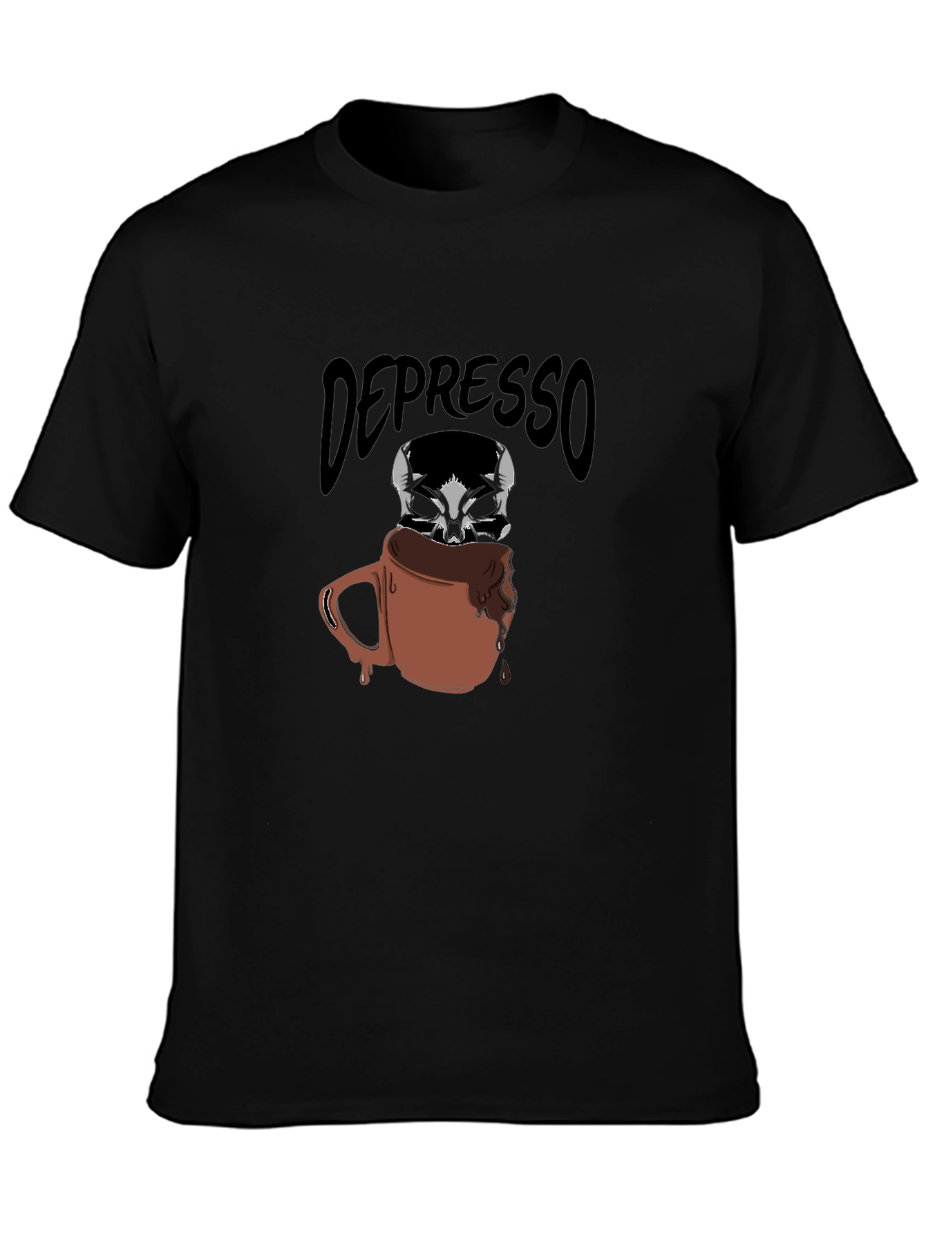Depresso Coffee Skull Graphic T-Shirt