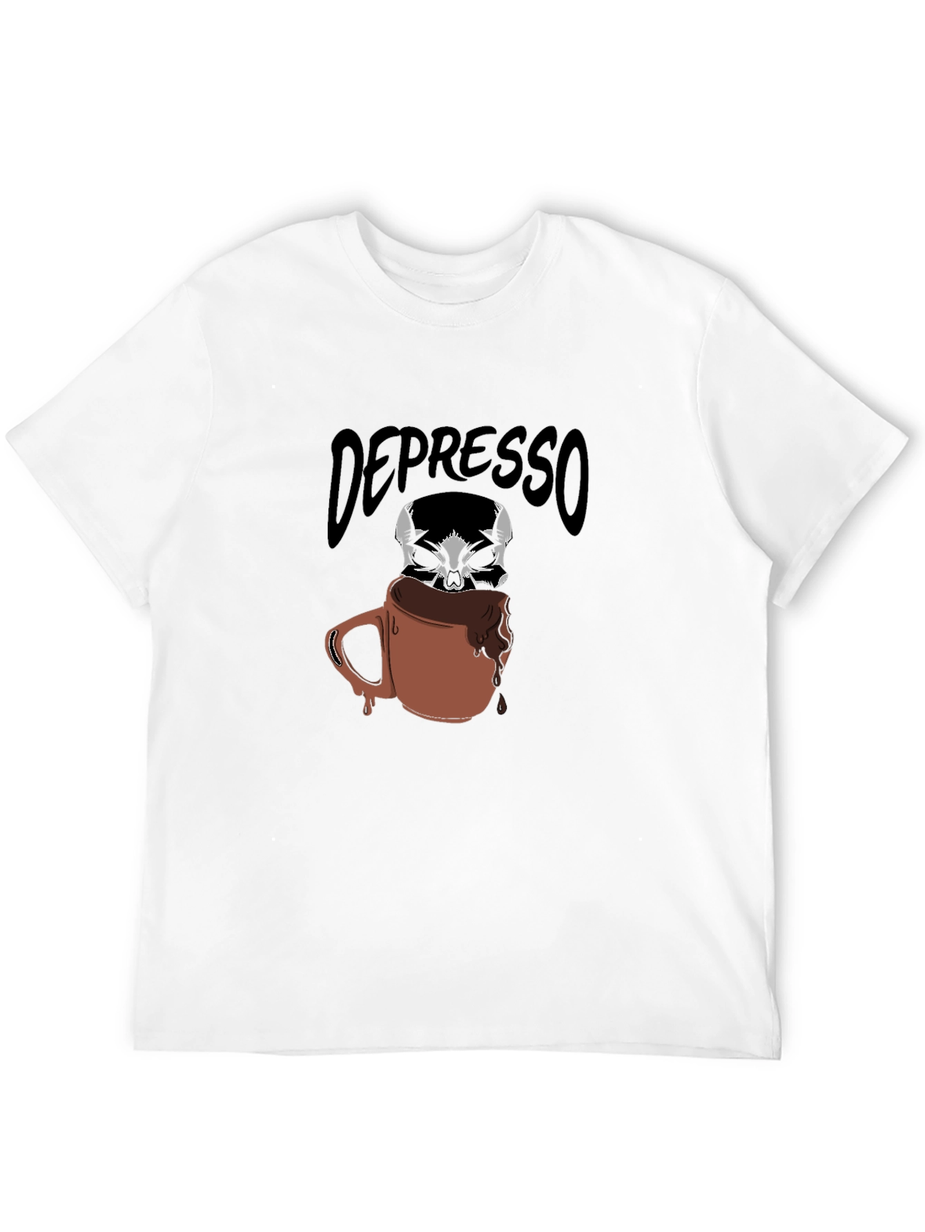 Depresso Coffee Skull Graphic T-Shirt