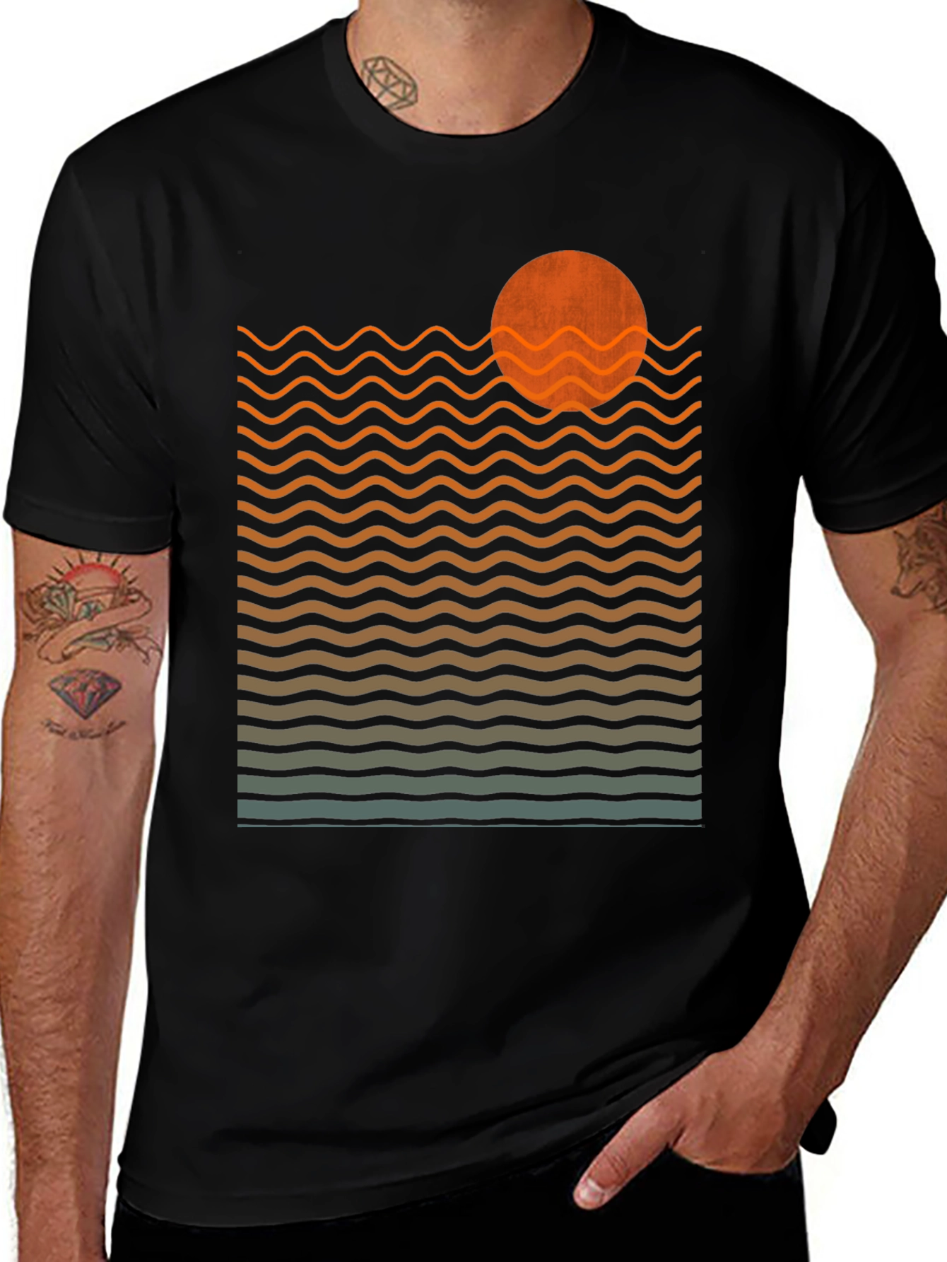 Sunset Waves Graphic Tee - Retro Style Comfort