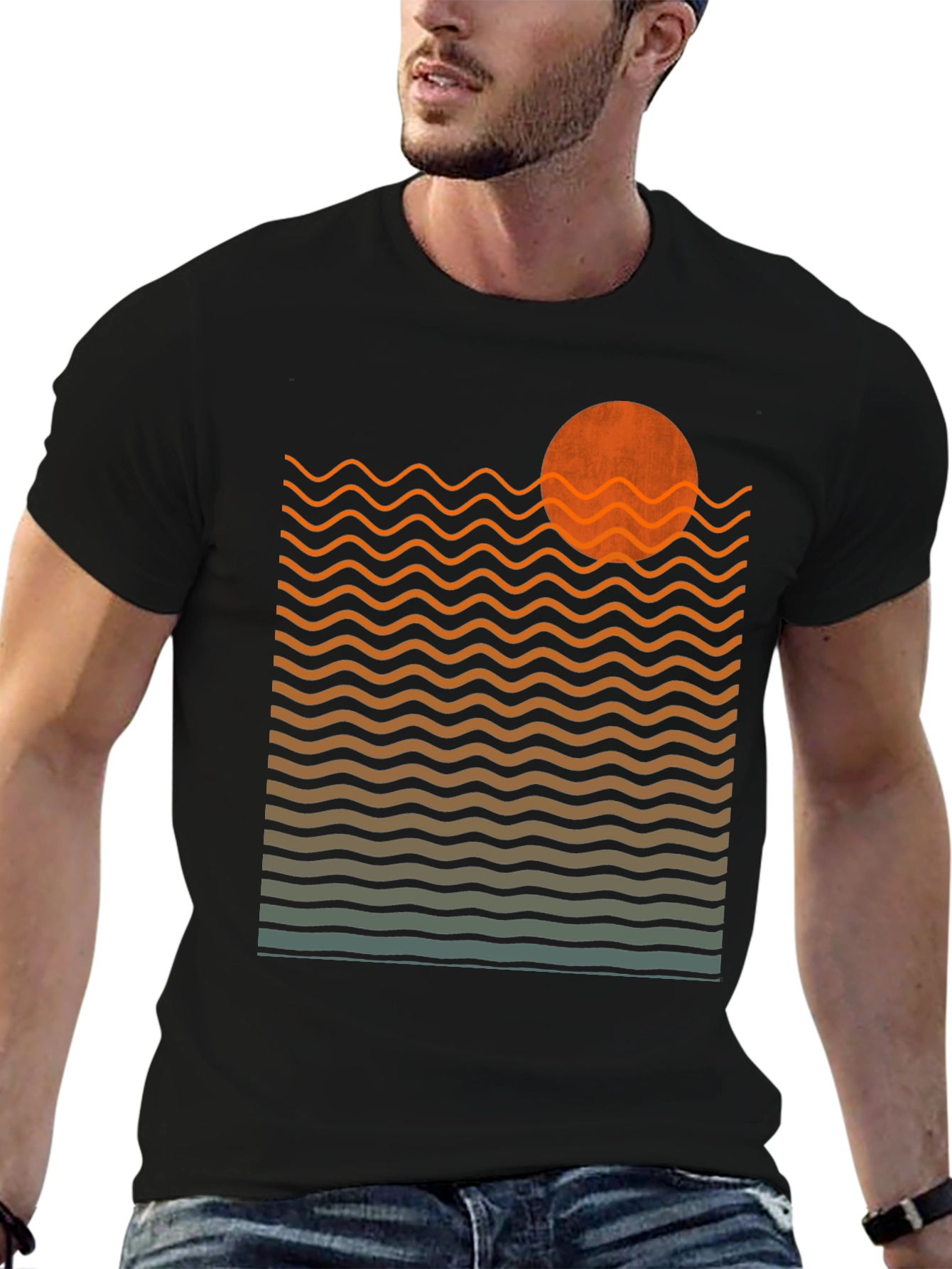 Sunset Waves Graphic Tee - Retro Style Comfort