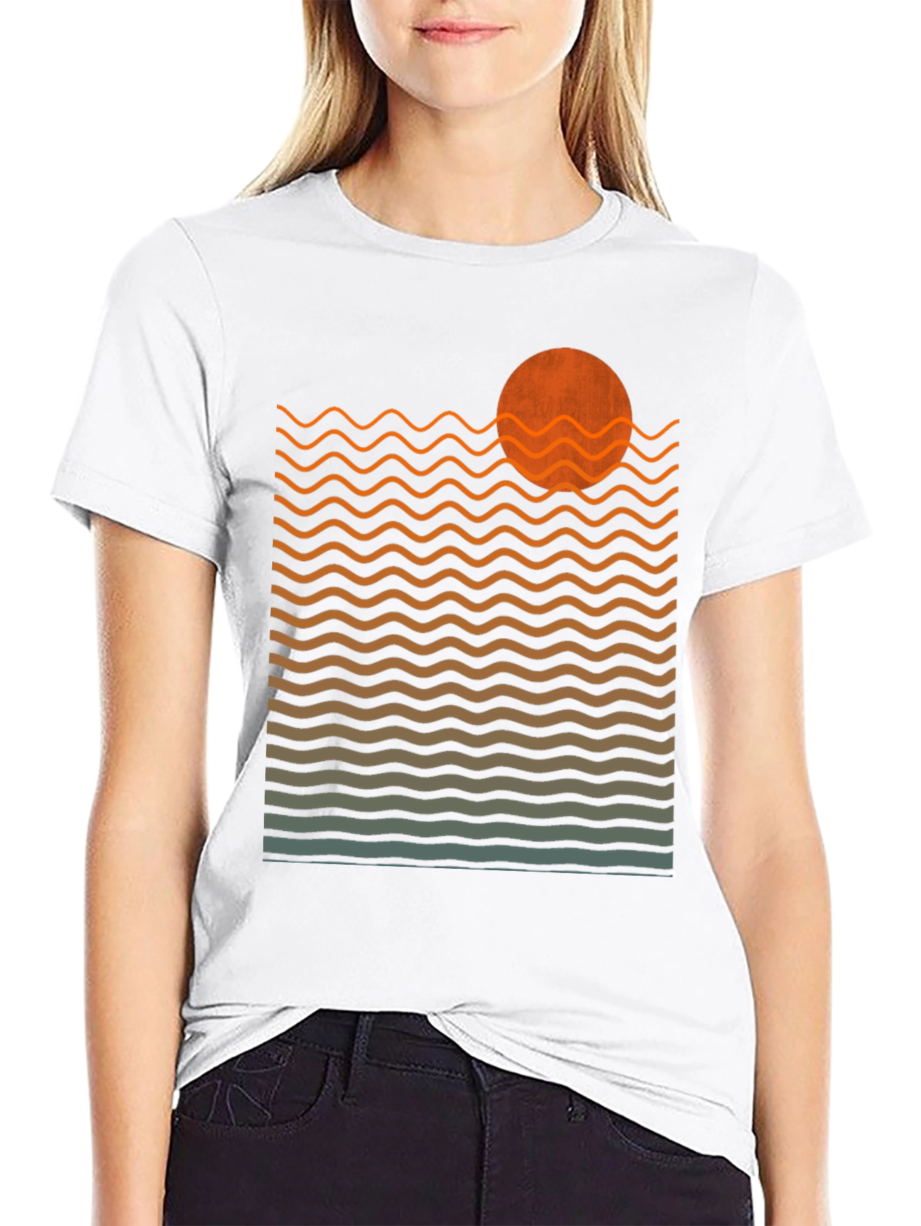 Sunset Waves Graphic Tee - Retro Style Comfort
