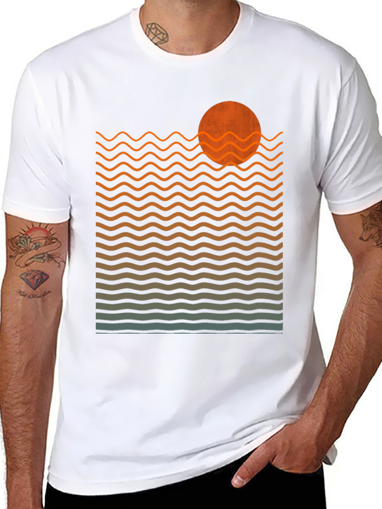 Sunset Waves Graphic Tee - Retro Style Comfort