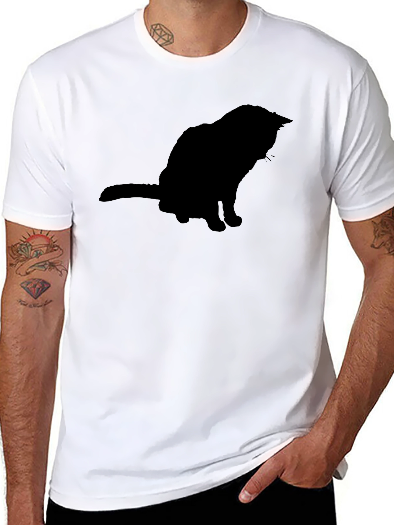 Cool Cat Silhouette Black T-Shirt