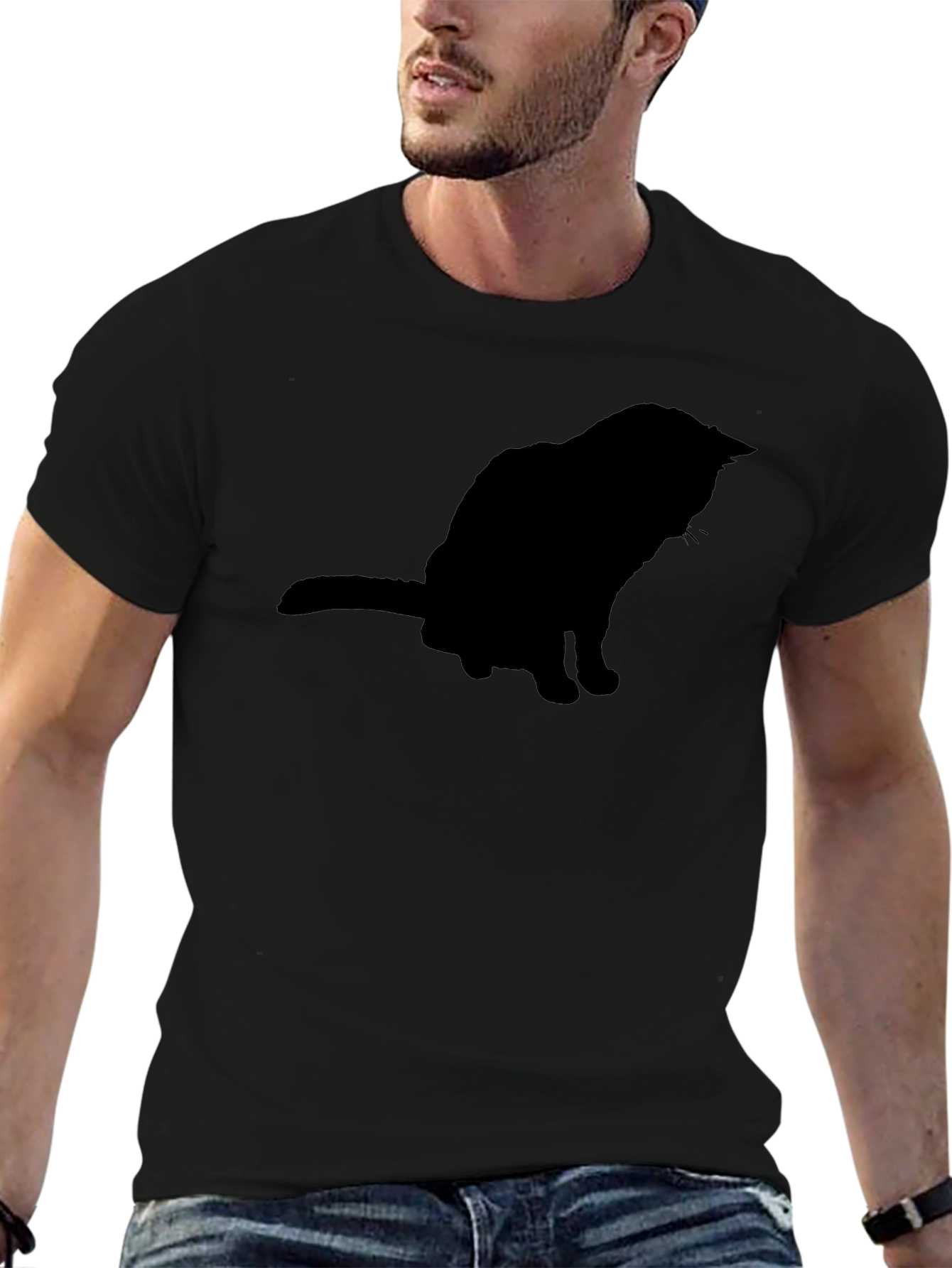 Cool Cat Silhouette Black T-Shirt