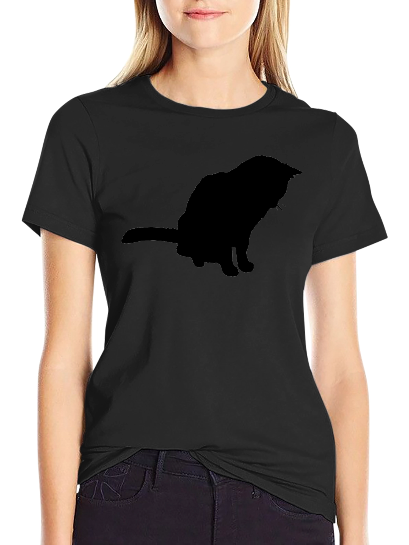 Cool Cat Silhouette Black T-Shirt