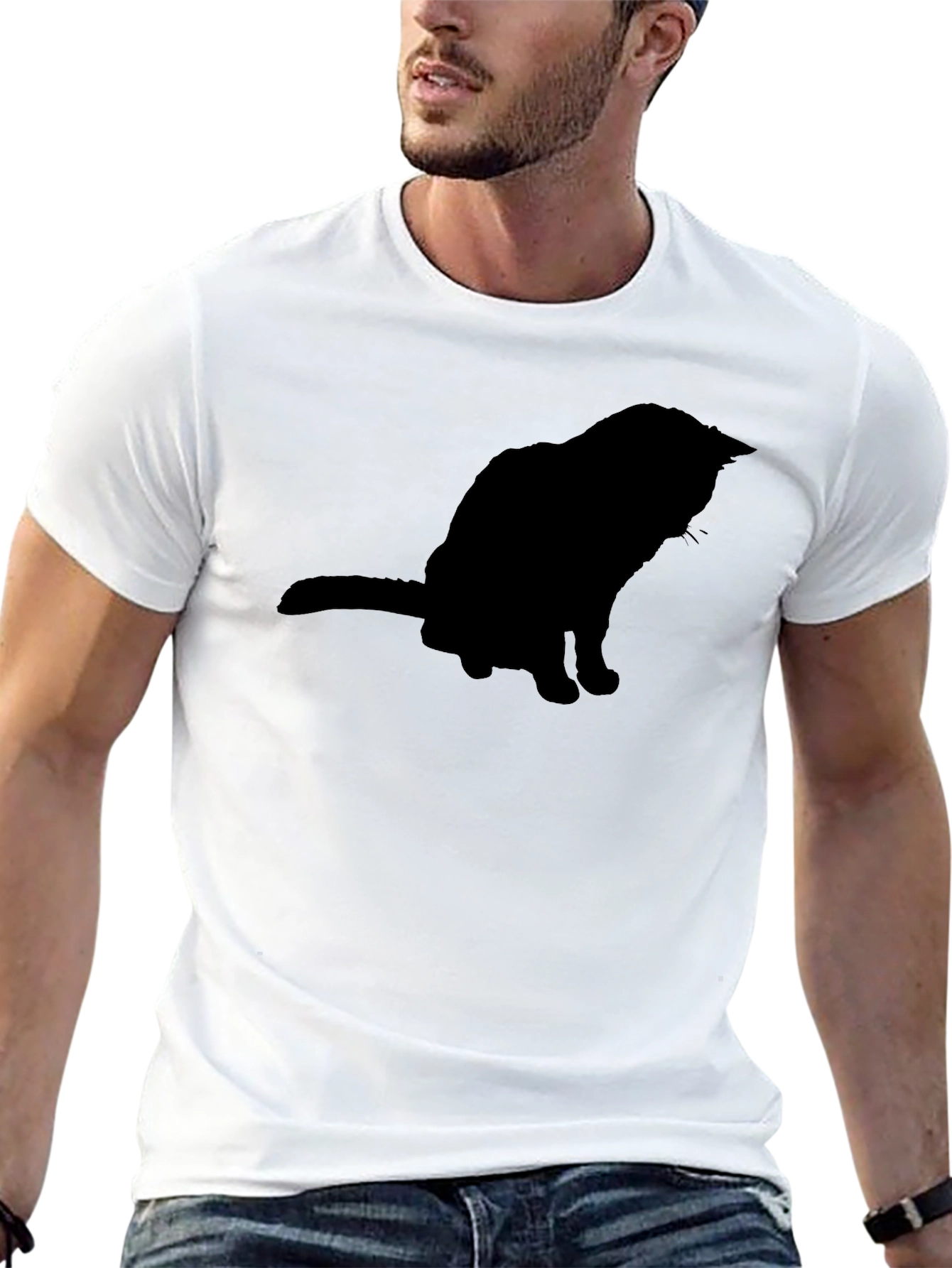 Cool Cat Silhouette Black T-Shirt