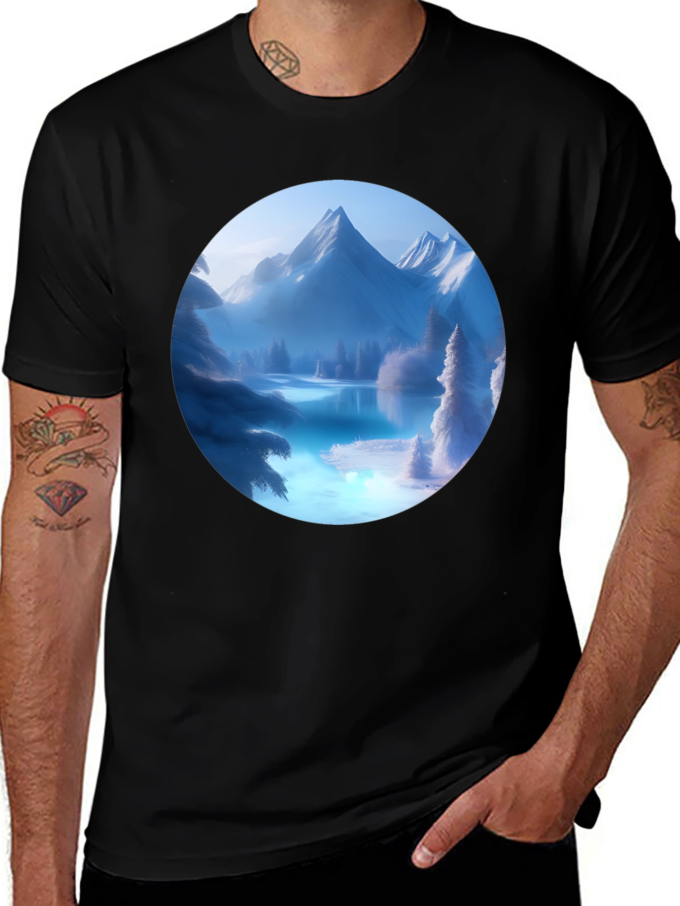 Mountain Lake Graphic Tee - Black T-Shirt