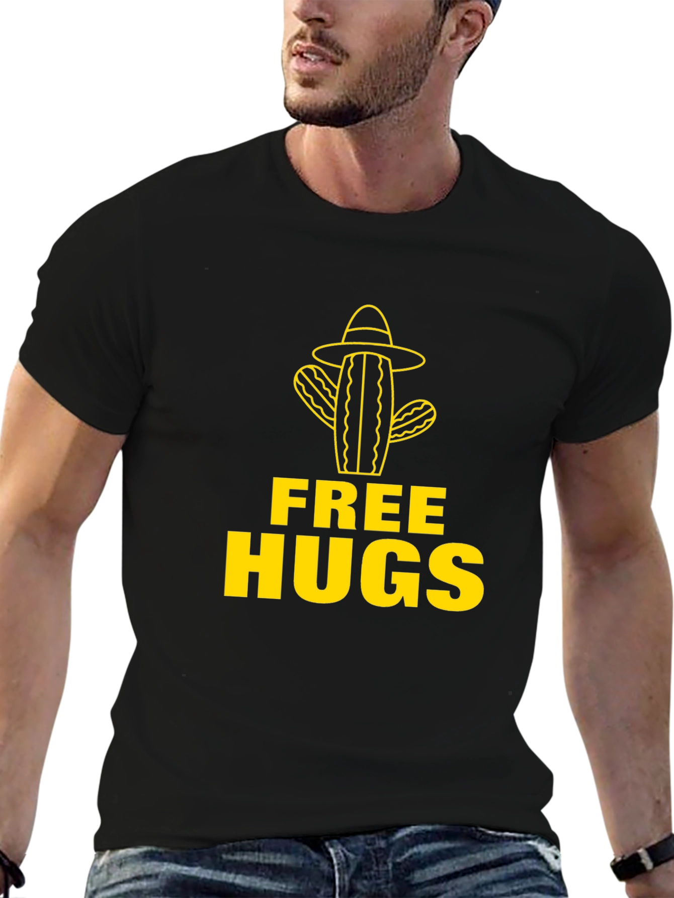 Free Hugs Cactus T-Shirt - Novelty Graphic Tee