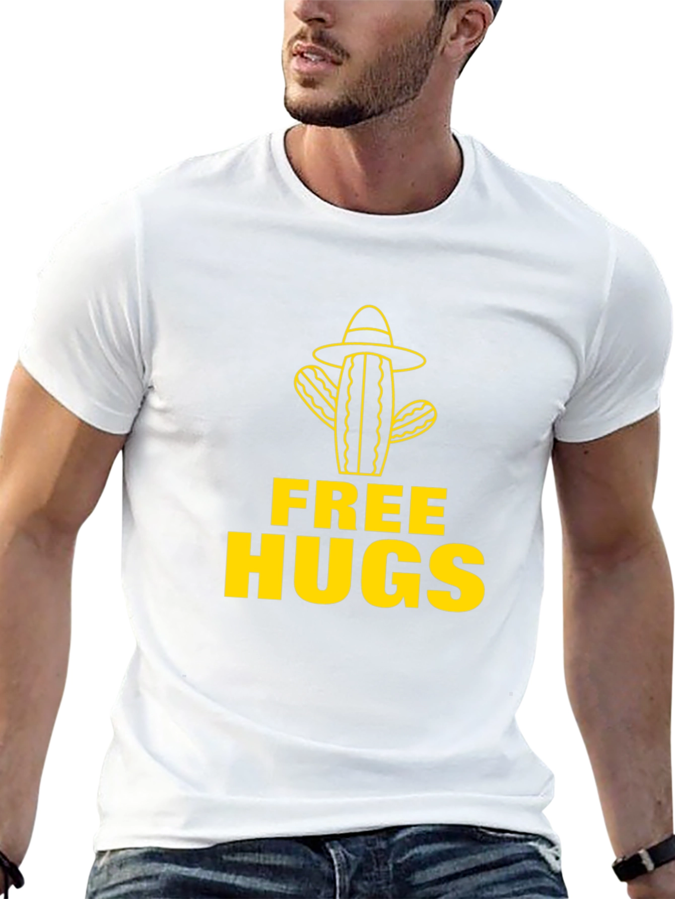 Free Hugs Cactus T-Shirt - Novelty Graphic Tee