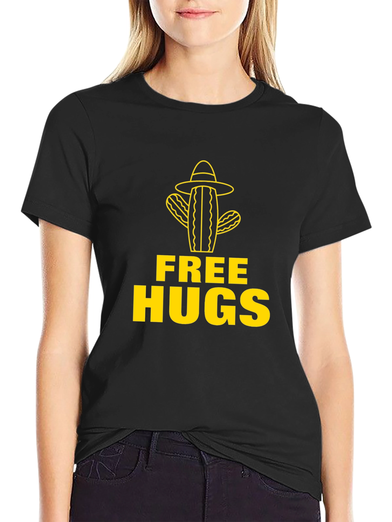 Free Hugs Cactus T-Shirt - Novelty Graphic Tee