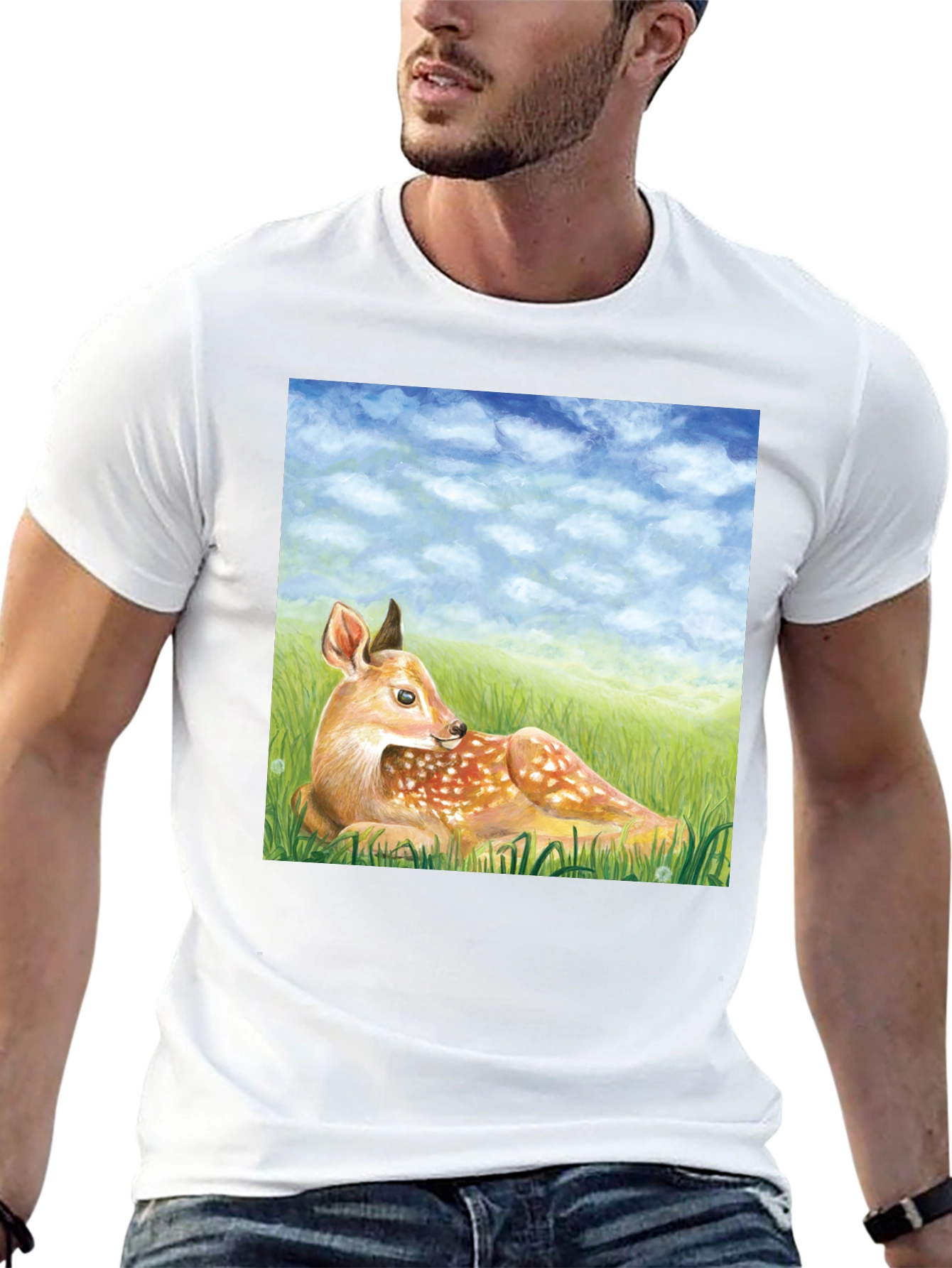 Deer Scene Graphic Tee - Nature Lovers T-Shirt