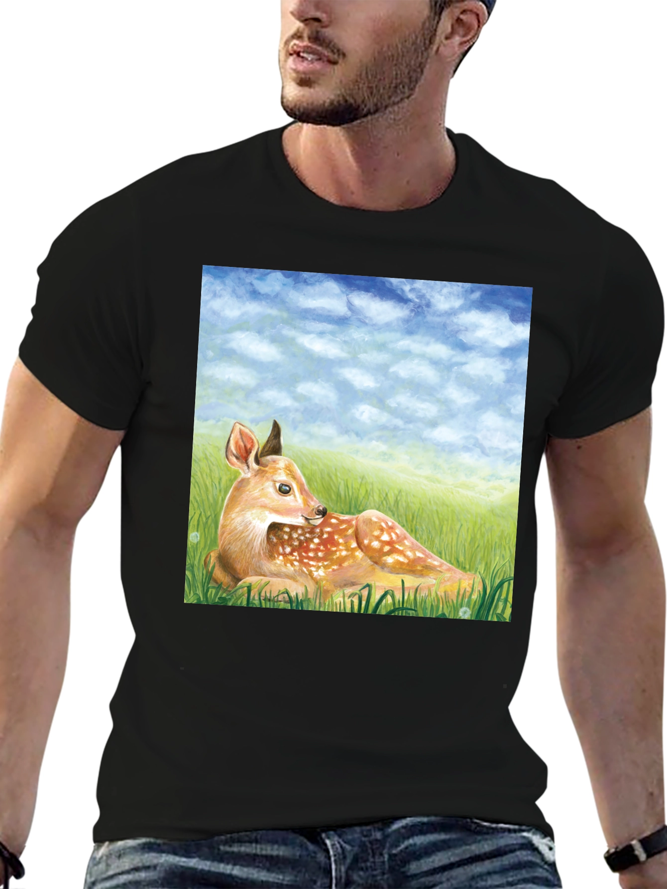Deer Scene Graphic Tee - Nature Lovers T-Shirt