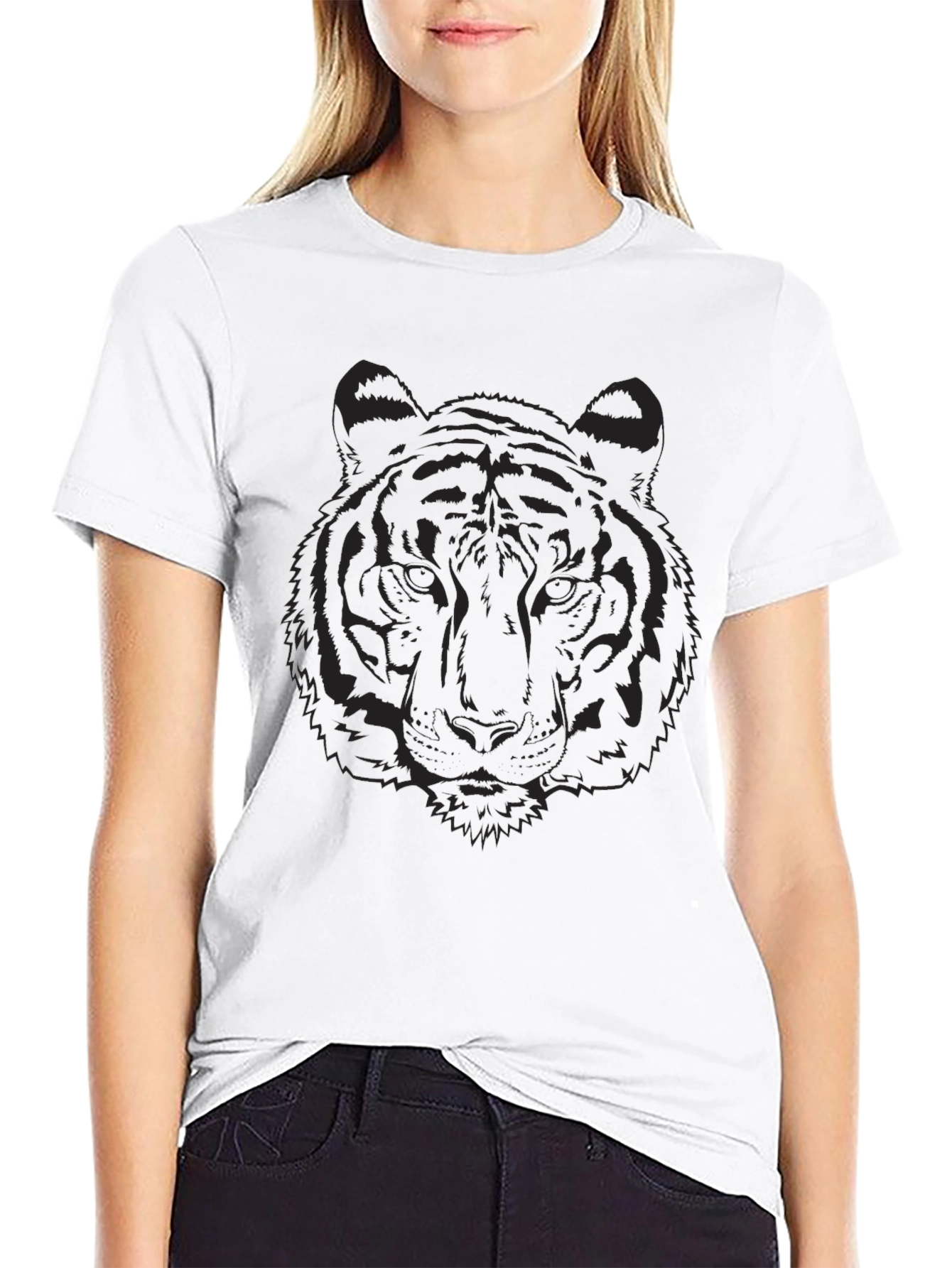 Mens Black Tiger Graphic T-Shirt