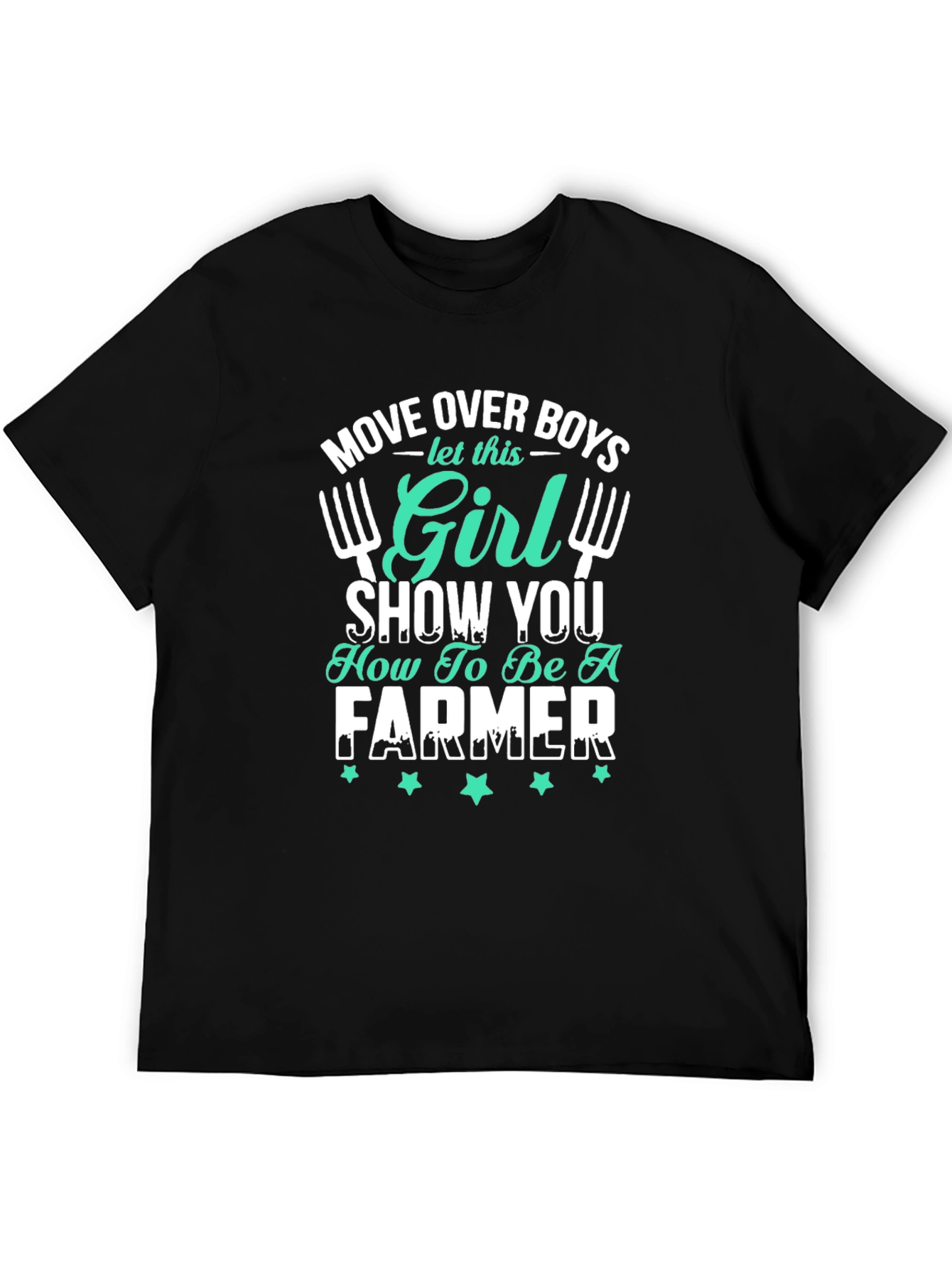 Girl Farmer Graphic T-Shirt - Black