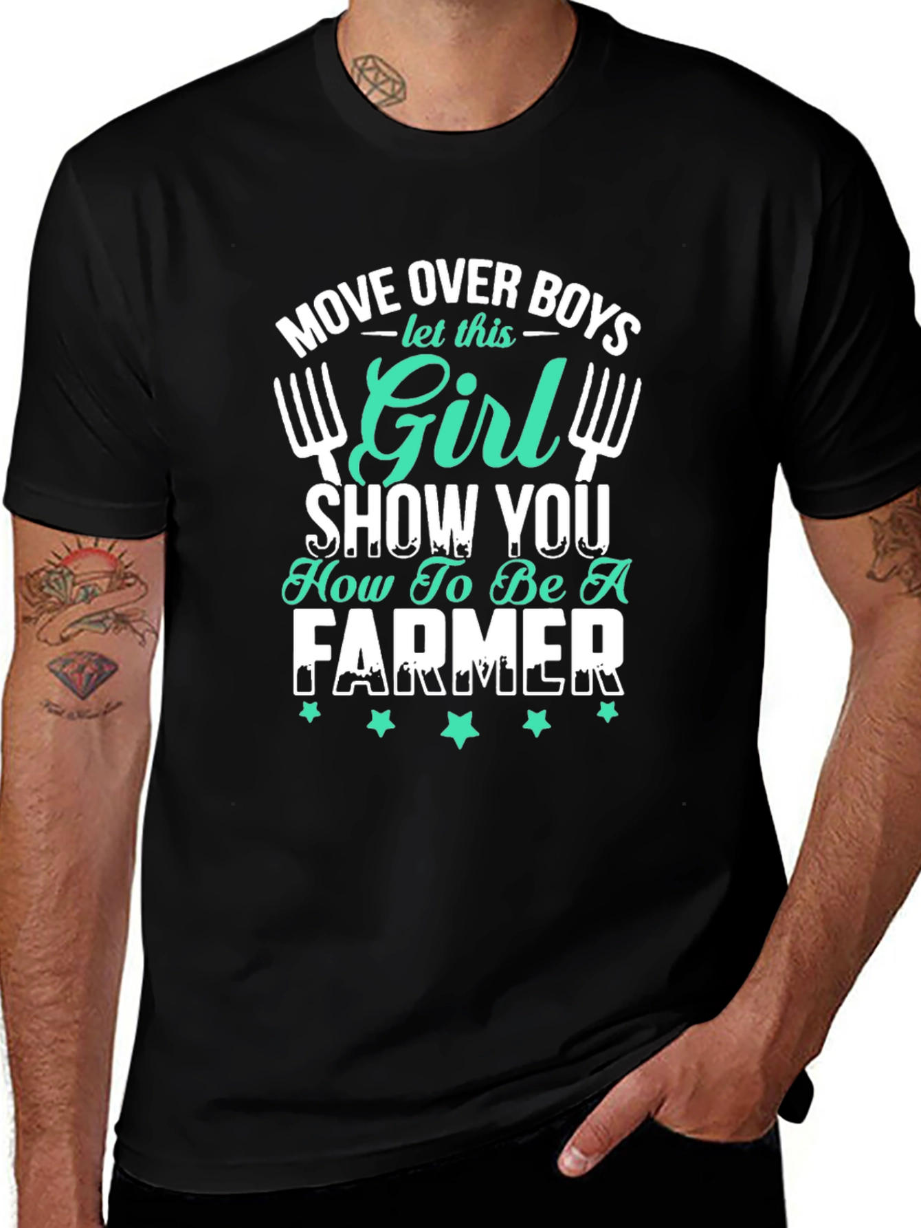 Girl Farmer Graphic T-Shirt - Black