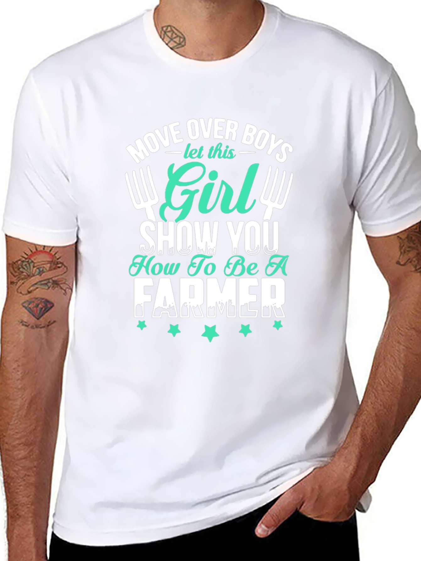 Girl Farmer Graphic T-Shirt - Black