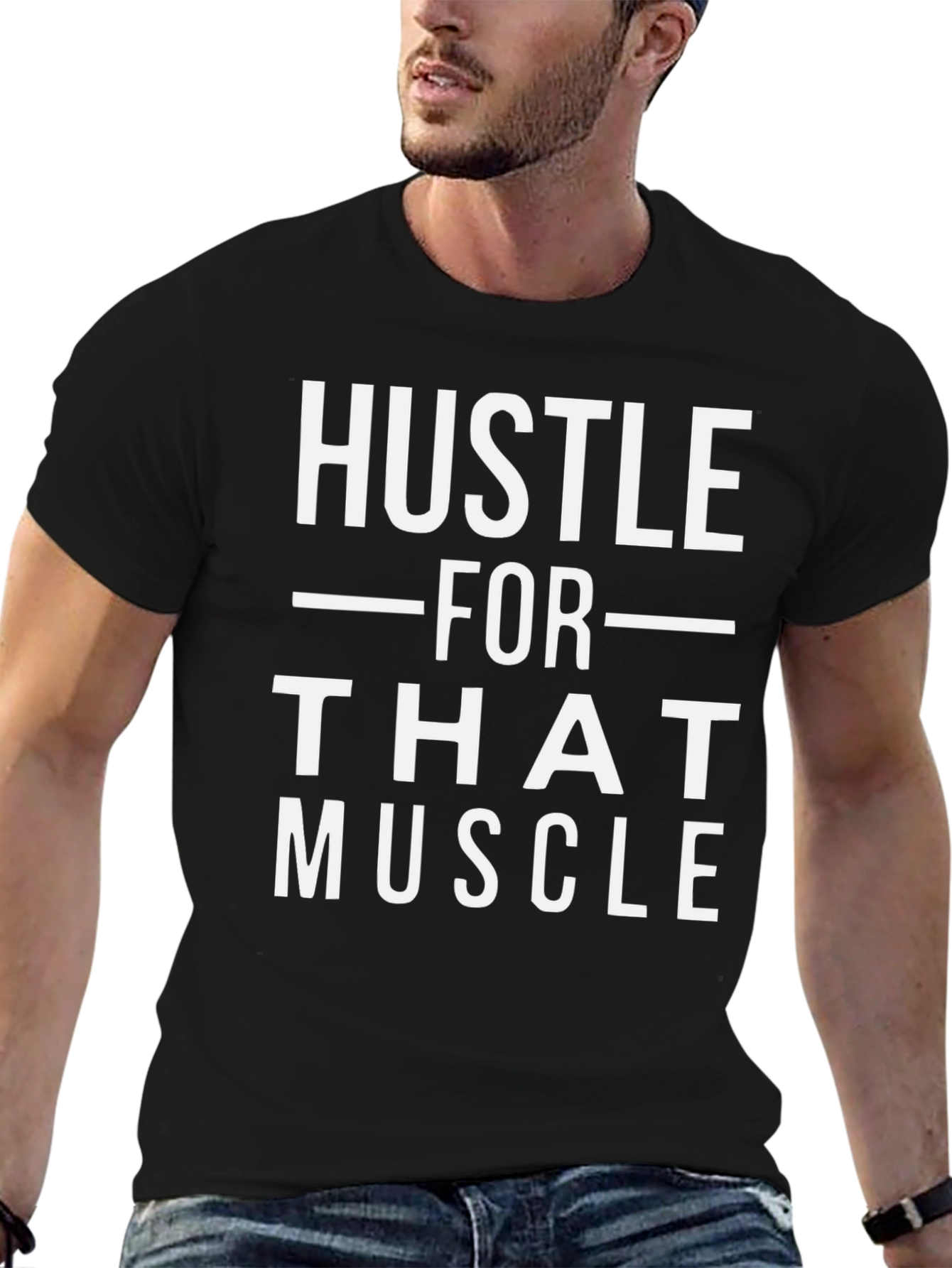 Hustle For That Muscle Black Graphic Tee