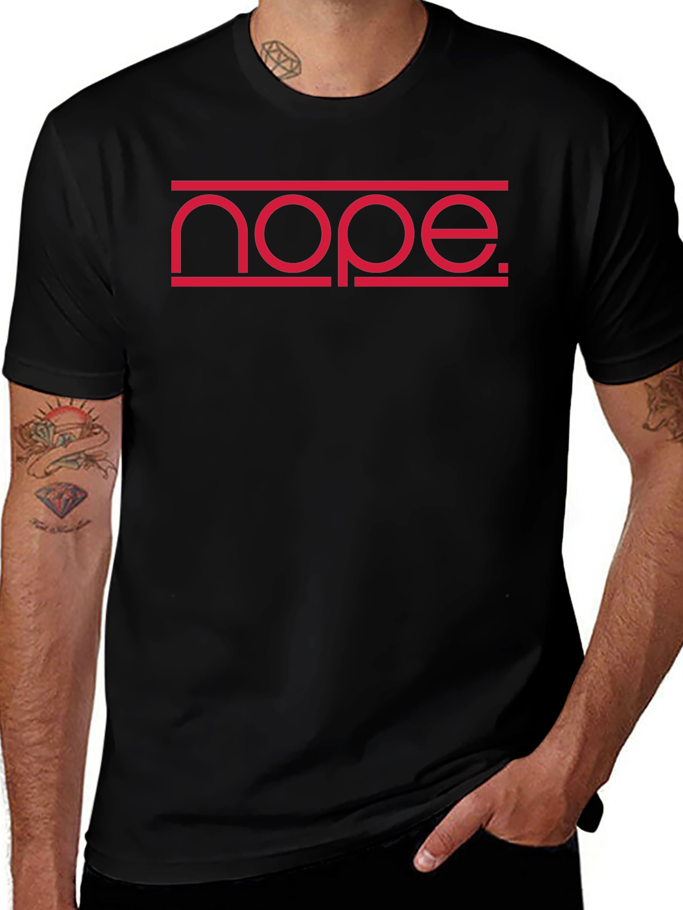 Nope Graphic Tee - Modern Red Design on Black