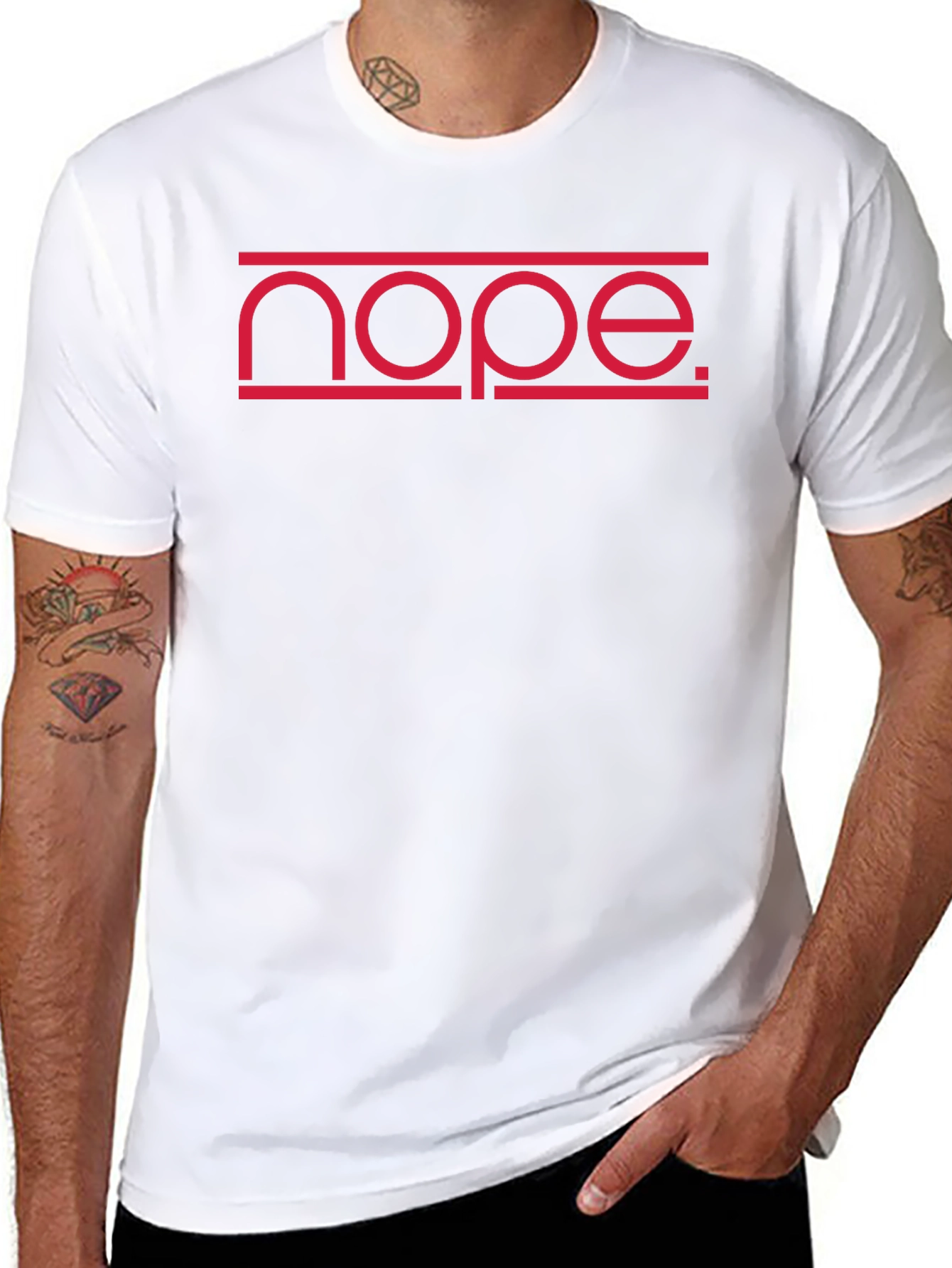 Nope Graphic Tee - Modern Red Design on Black