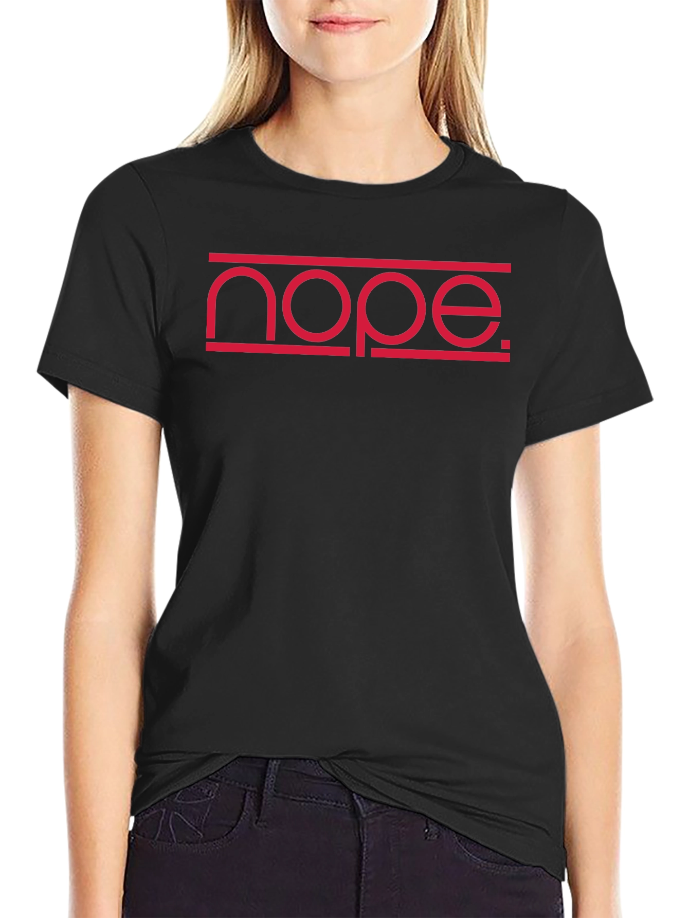 Nope Graphic Tee - Modern Red Design on Black