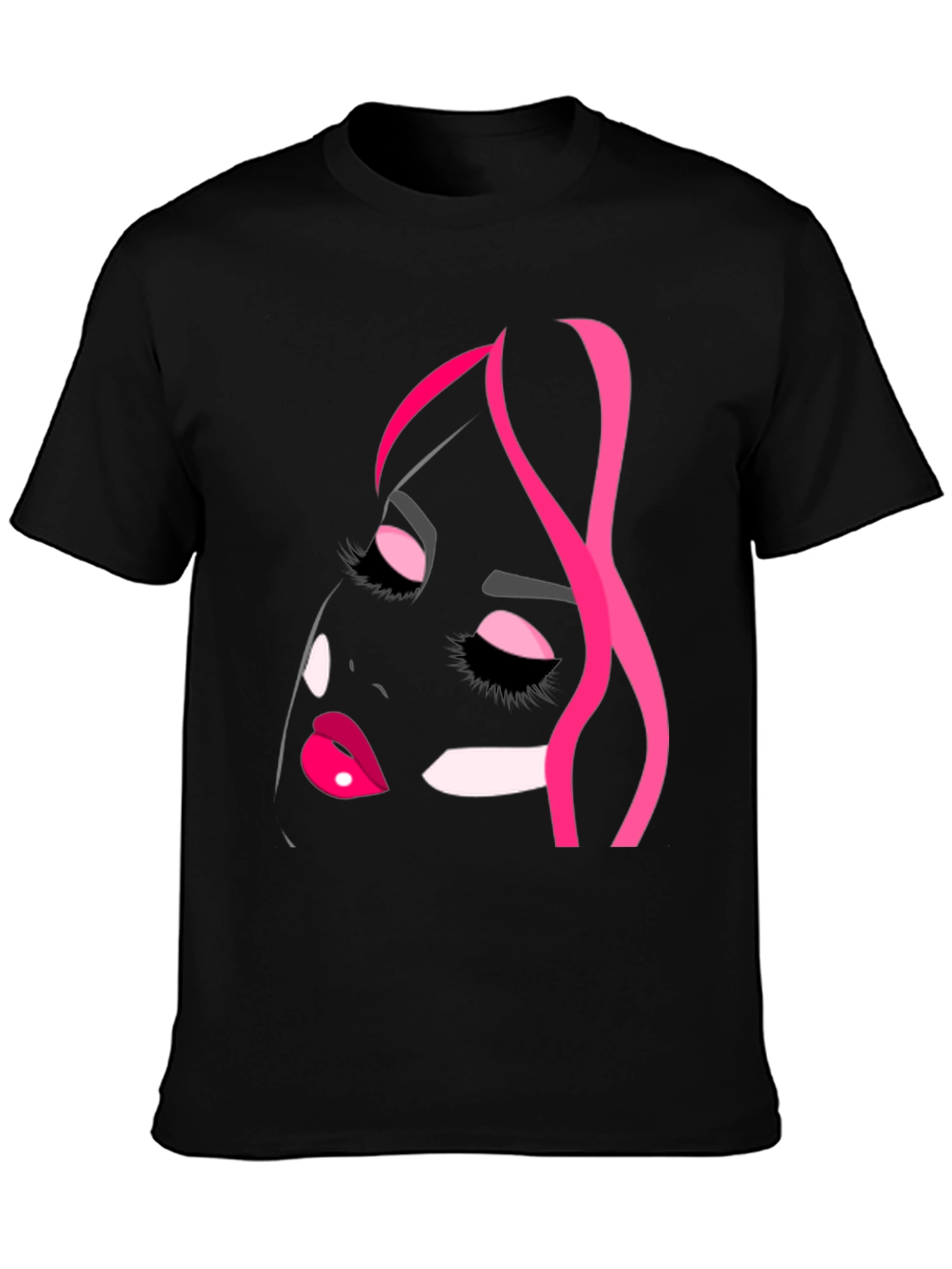 Abstract Woman Face Graphic Black T-Shirt