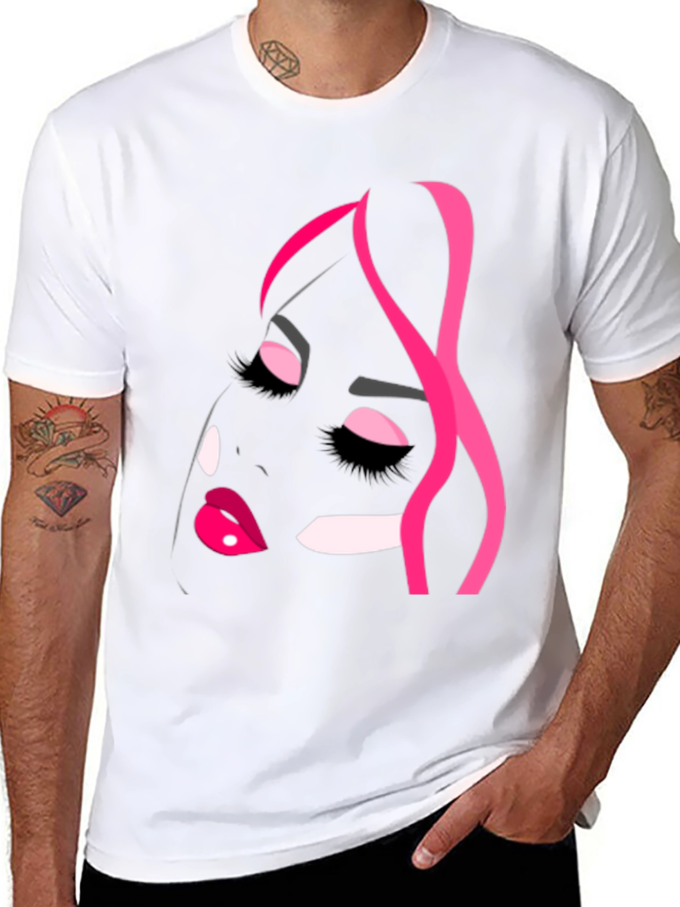 Abstract Woman Face Graphic Black T-Shirt