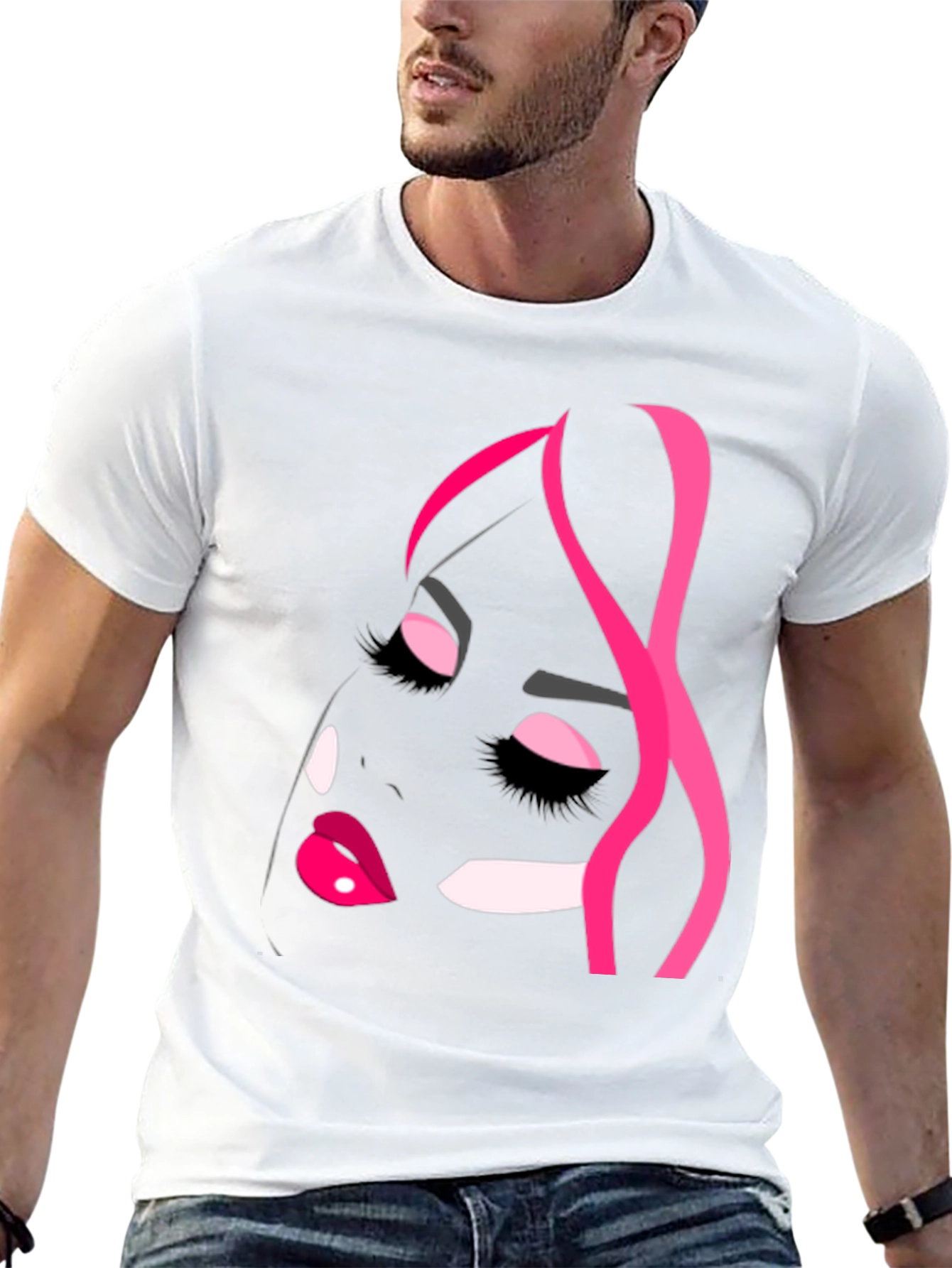 Abstract Woman Face Graphic Black T-Shirt