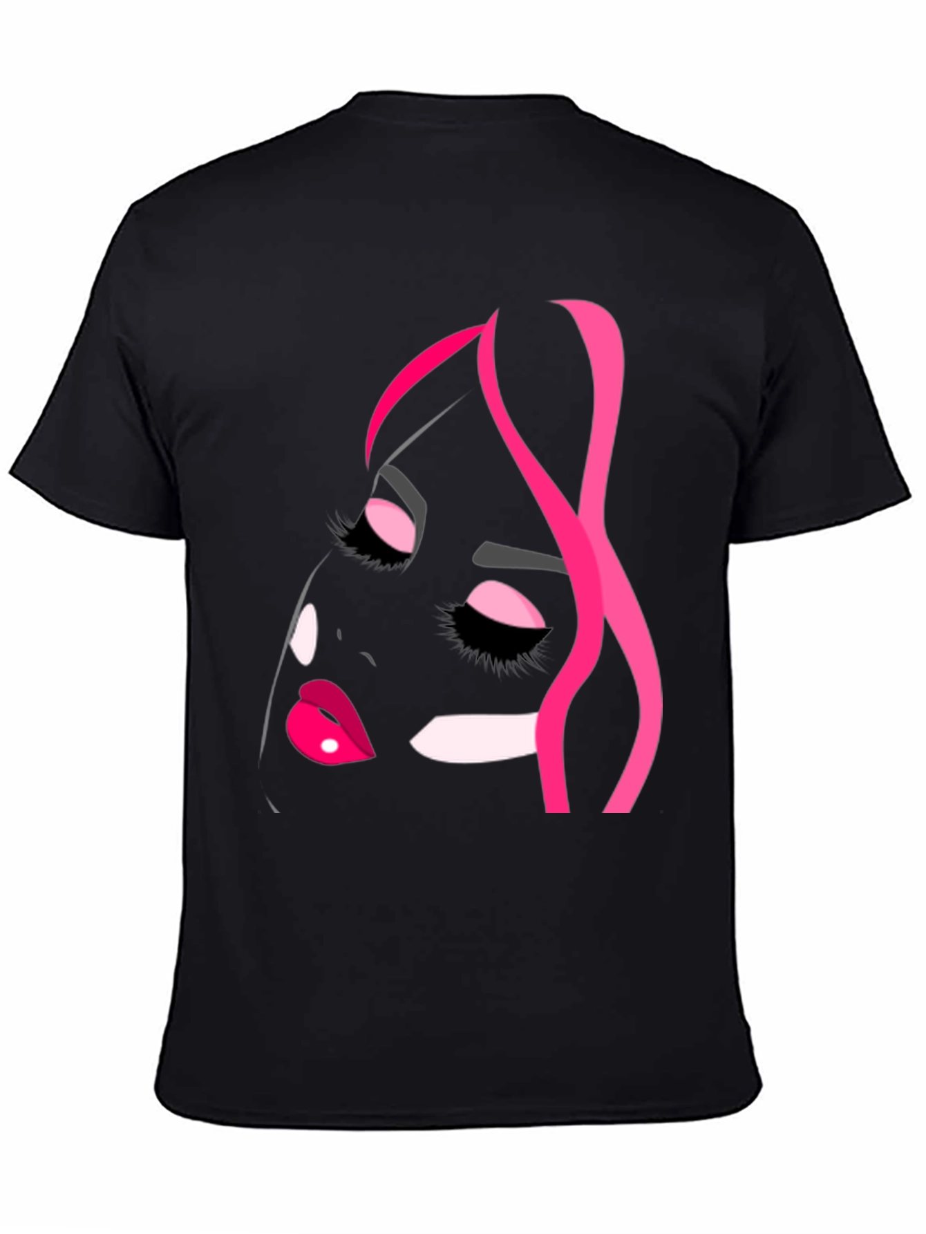 Abstract Woman Face Graphic Black T-Shirt