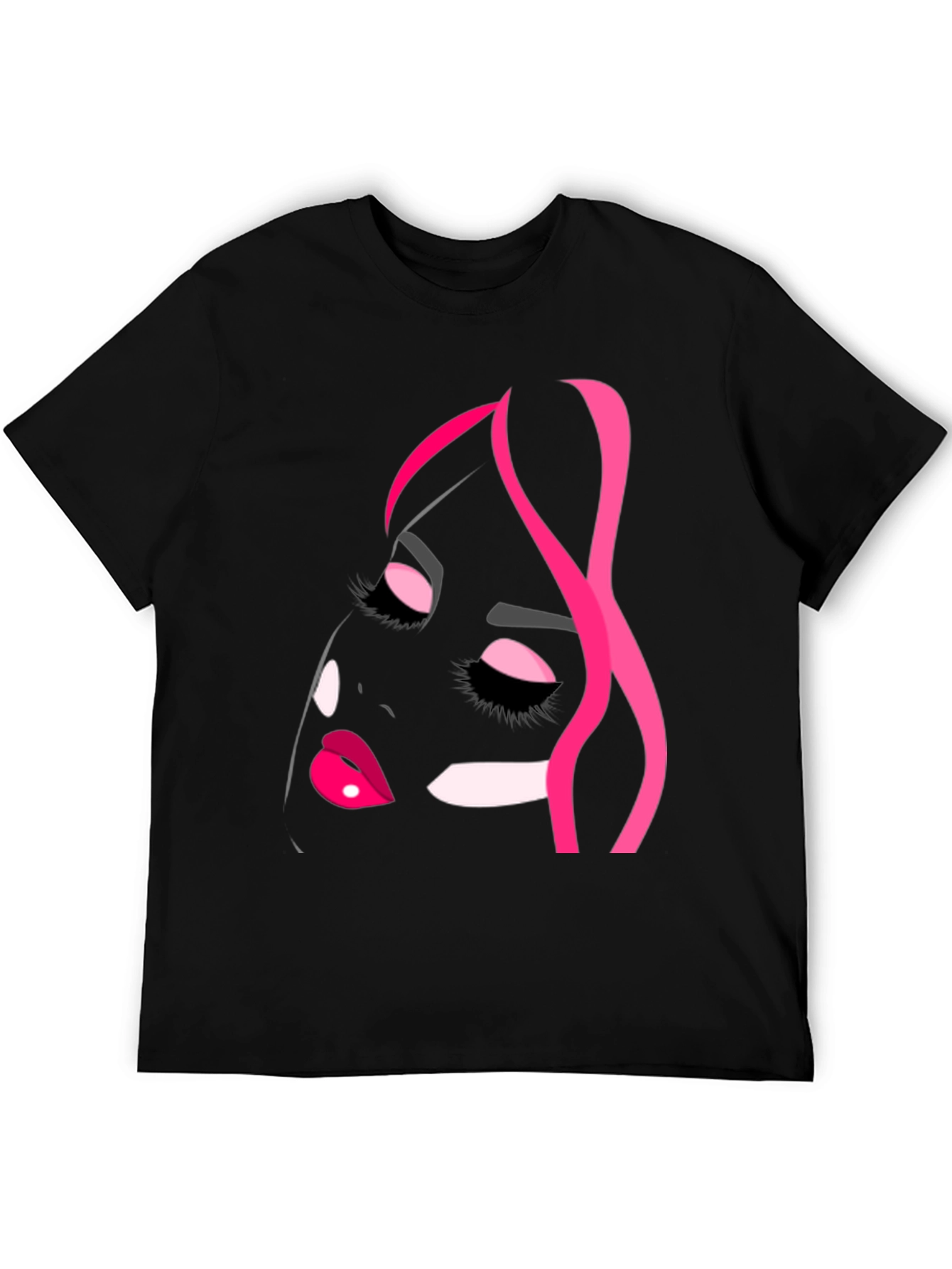 Abstract Woman Face Graphic Black T-Shirt